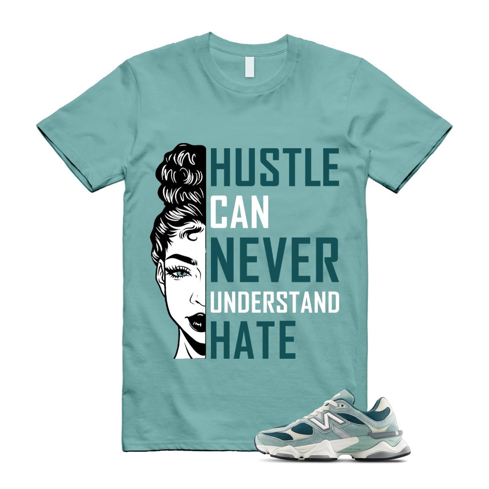 9060 Salt Marsh Green Cream Turtledove New Spruce T Shirt Match HUSTLE ,U9060FG T-Shirt, Sneaker Match Tee