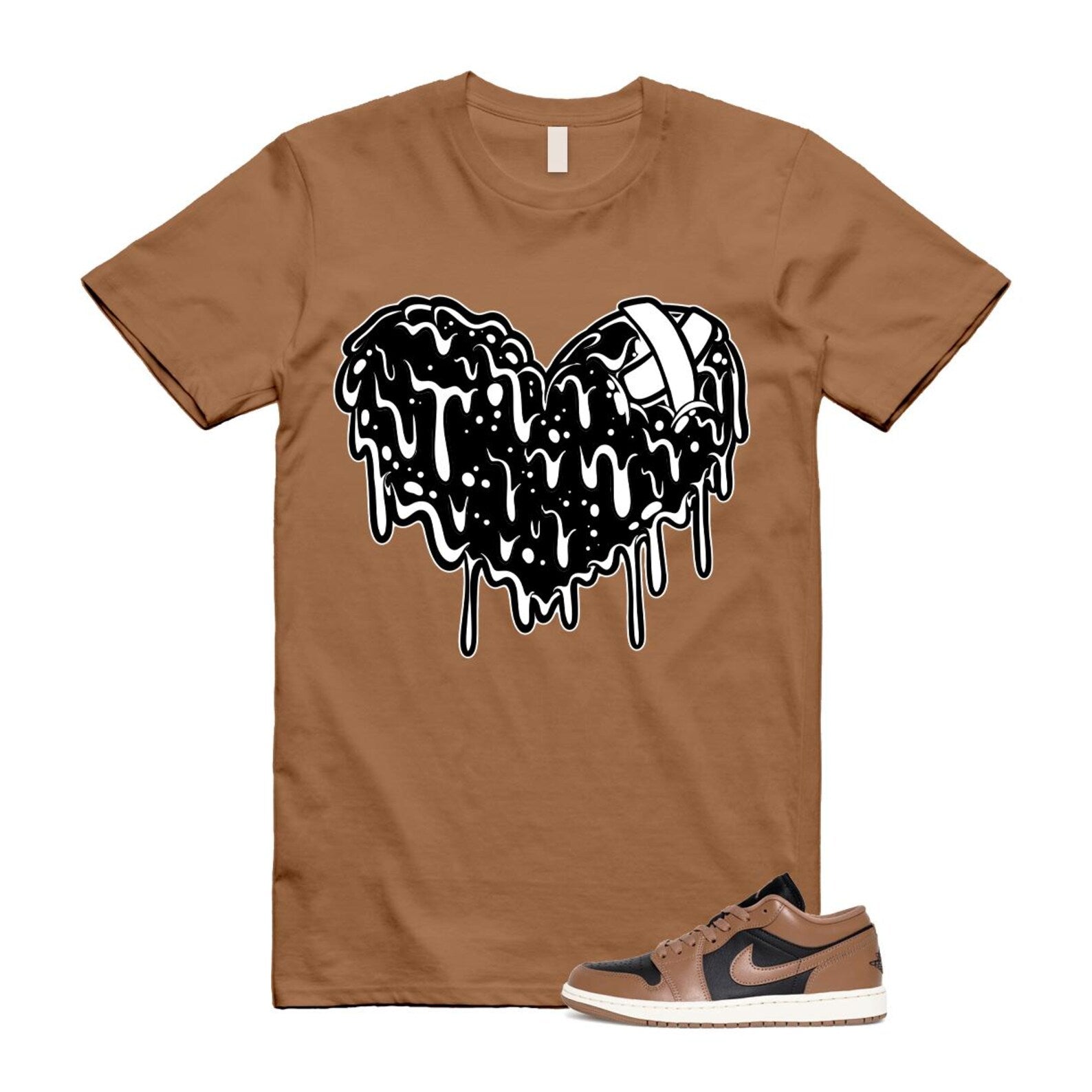 1 Archaeo Brown Black Sail Low White T Shirt Match DRHRT ,DC0774-021 T-Shirt, Sneaker Match Tee