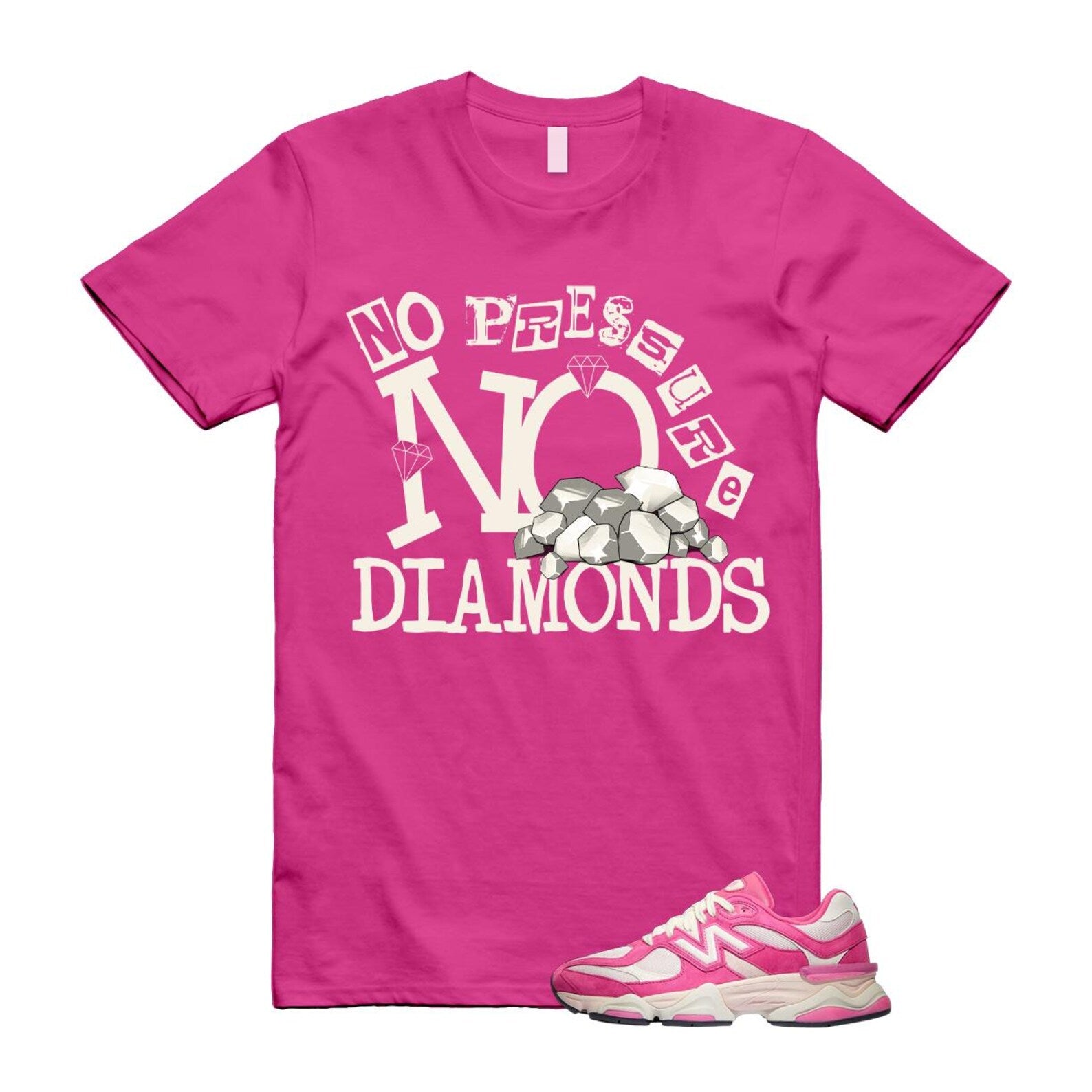 9060 Fuchsia Pink Strawberries and Cream T Shirt Match DIAMOND ,U9060FP T-Shirt, Sneaker Match Tee