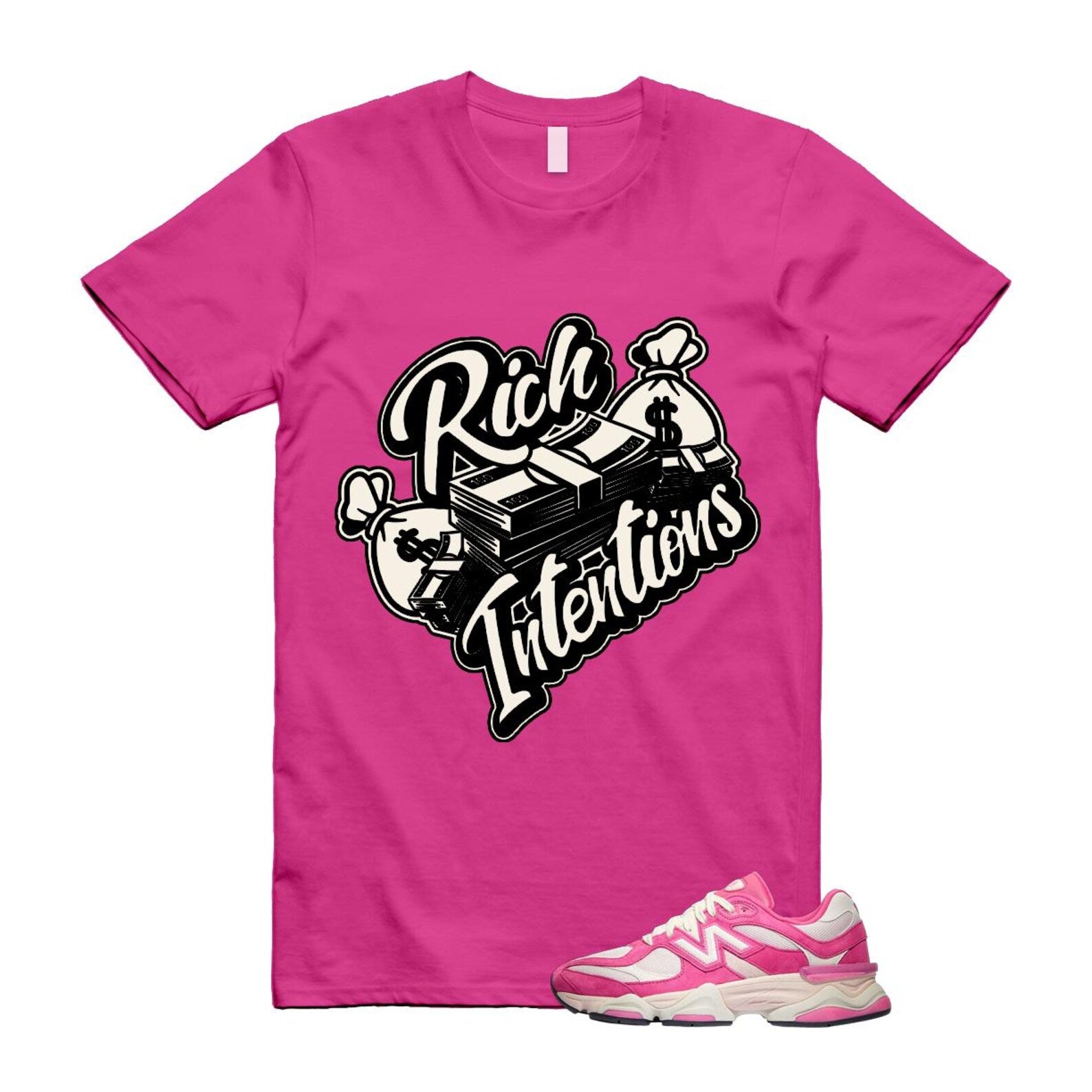 9060 Fuchsia Pink Strawberries and Cream T Shirt Match RICH ,U9060FP T-Shirt, Sneaker Match Tee