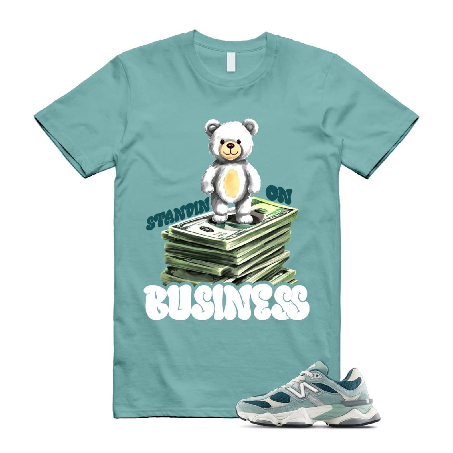 9060 Salt Marsh Green Cream Turtledove New Spruce T Shirt Match SB2 ,U9060FG T-Shirt, Sneaker Match Tee