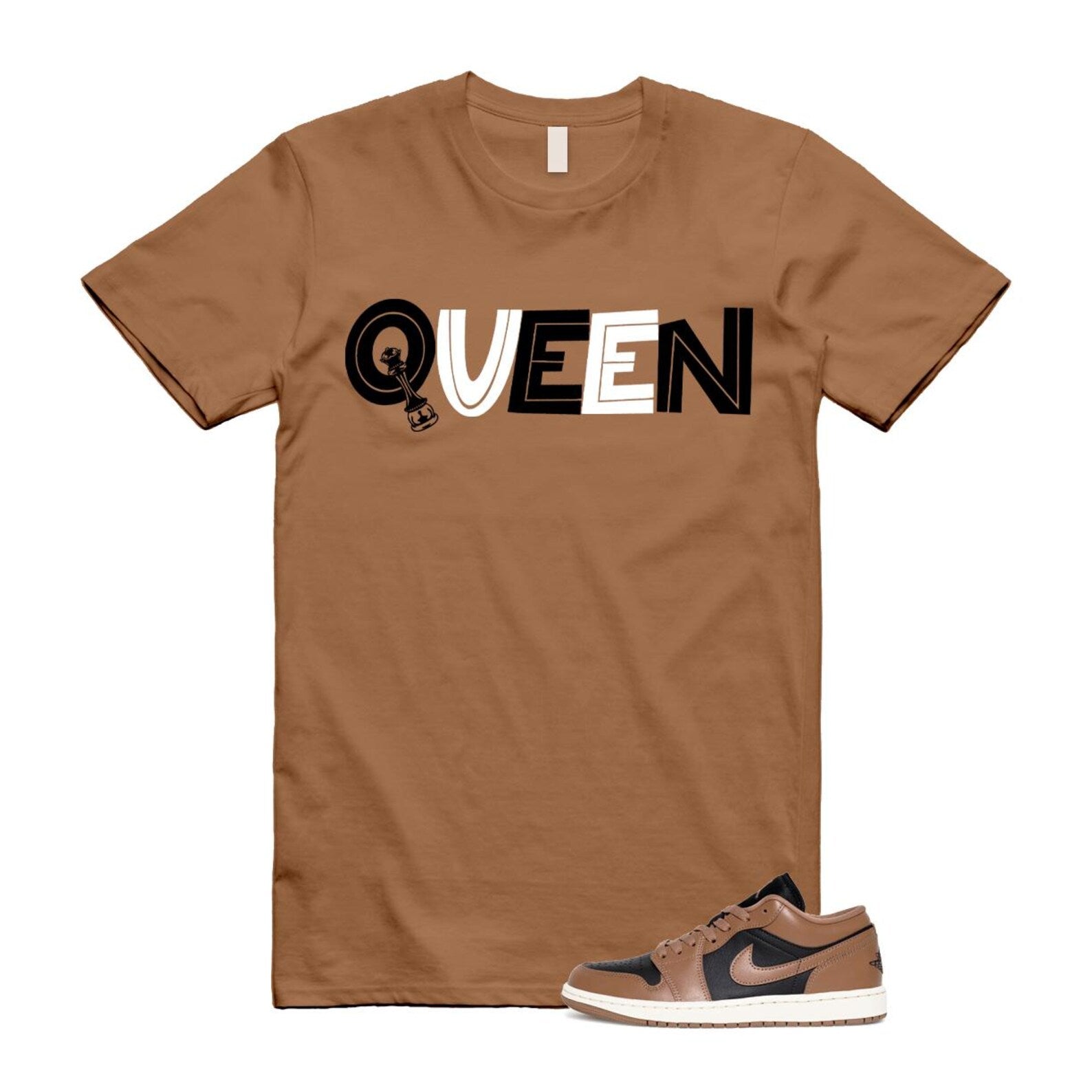 1 Archaeo Brown Black Sail Low White T Shirt Match QUEEN ,DC0774-021 T-Shirt, Sneaker Match Tee