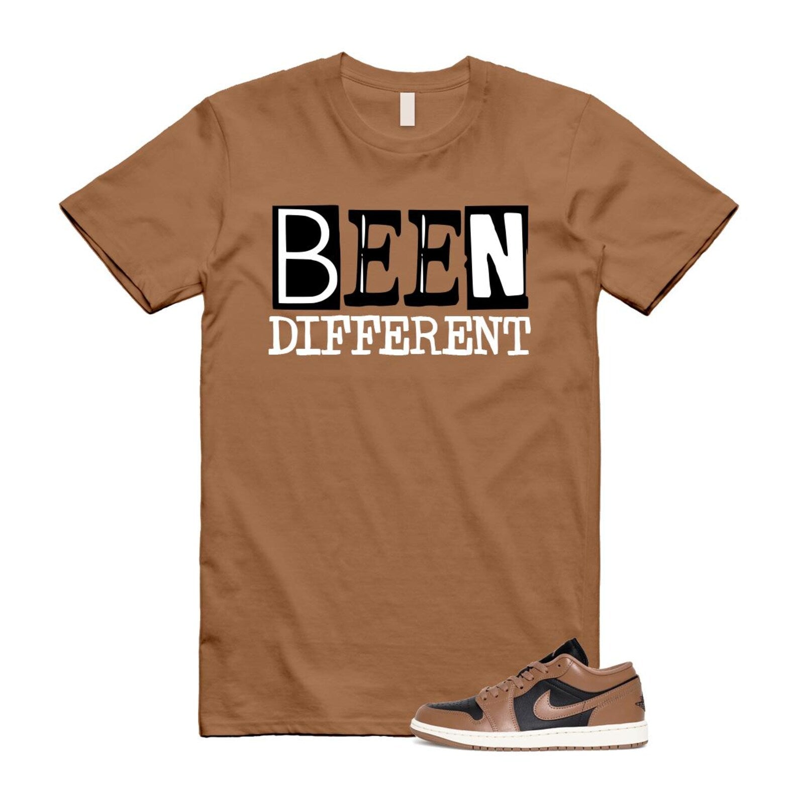 1 Archaeo Brown Black Sail Low White T Shirt Match BEEN ,DC0774-021 T-Shirt, Sneaker Match Tee