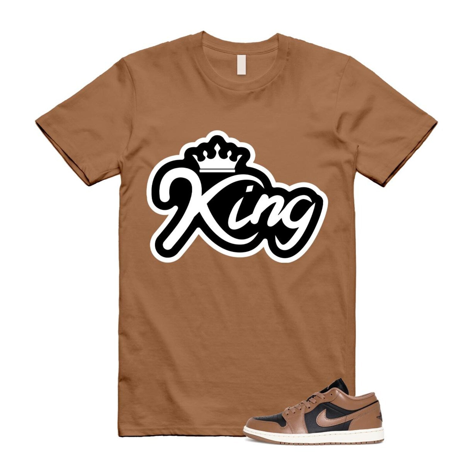 1 Archaeo Brown Black Sail Low White T Shirt Match K2 ,DC0774-021 T-Shirt, Sneaker Match Tee