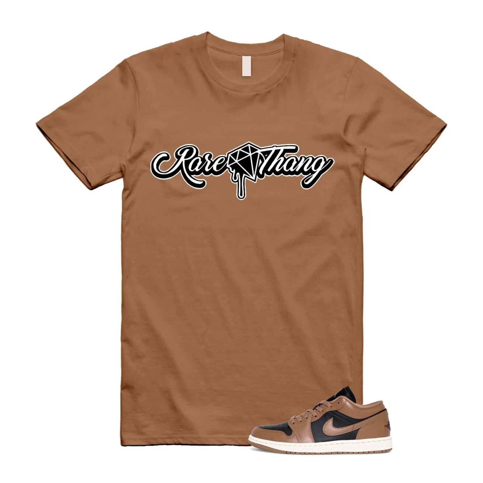 1 Archaeo Brown Black Sail Low White T Shirt Match RARE ,DC0774-021 T-Shirt, Sneaker Match Tee