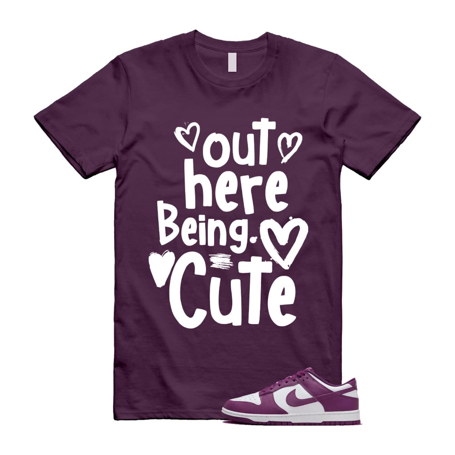 Dunk Viotech White Low Purple T Shirt Match Out Here Being Cute ,DV0833-107 T-Shirt, Sneaker Match Tee