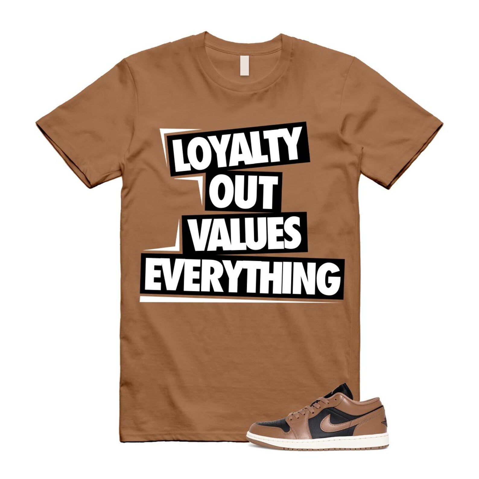 1 Archaeo Brown Black Sail Low White T Shirt Match LOVE ,DC0774-021 T-Shirt, Sneaker Match Tee