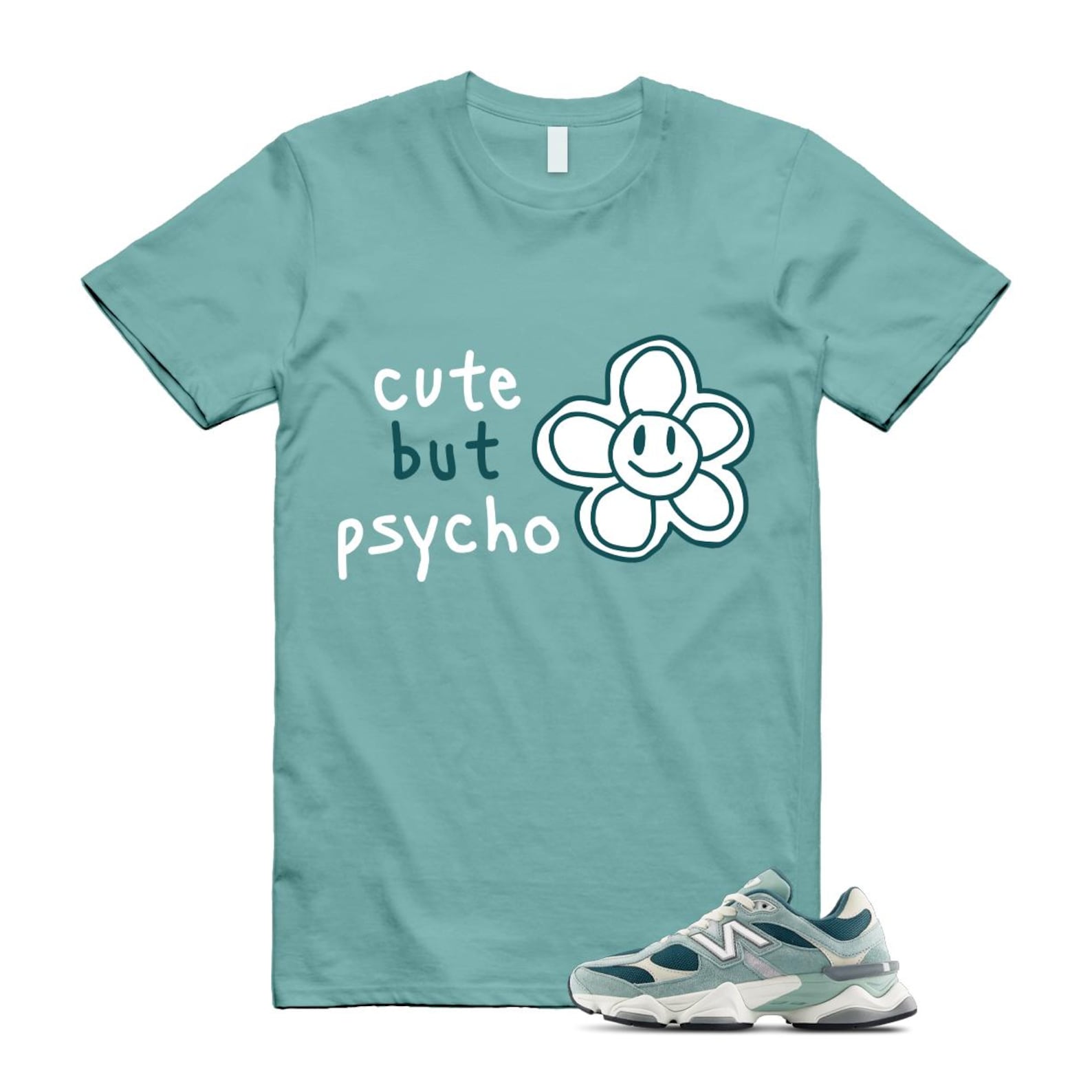 9060 Salt Marsh Green Cream Turtledove New Spruce T Shirt Match PSYCHO ,U9060FG T-Shirt, Sneaker Match Tee