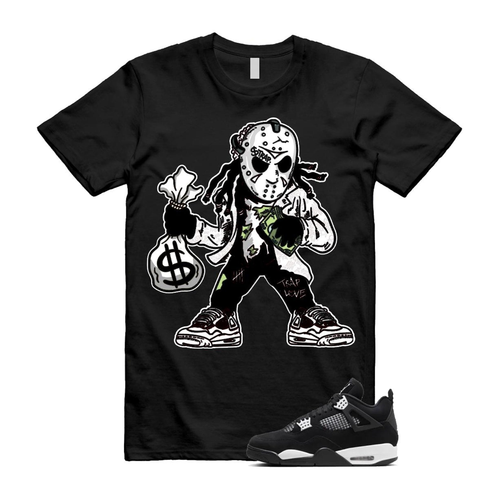 Jordan 4 Retro White Thunder T Shirt Match JASON ,FQ8138-001 T-Shirt, Sneaker Match Tee