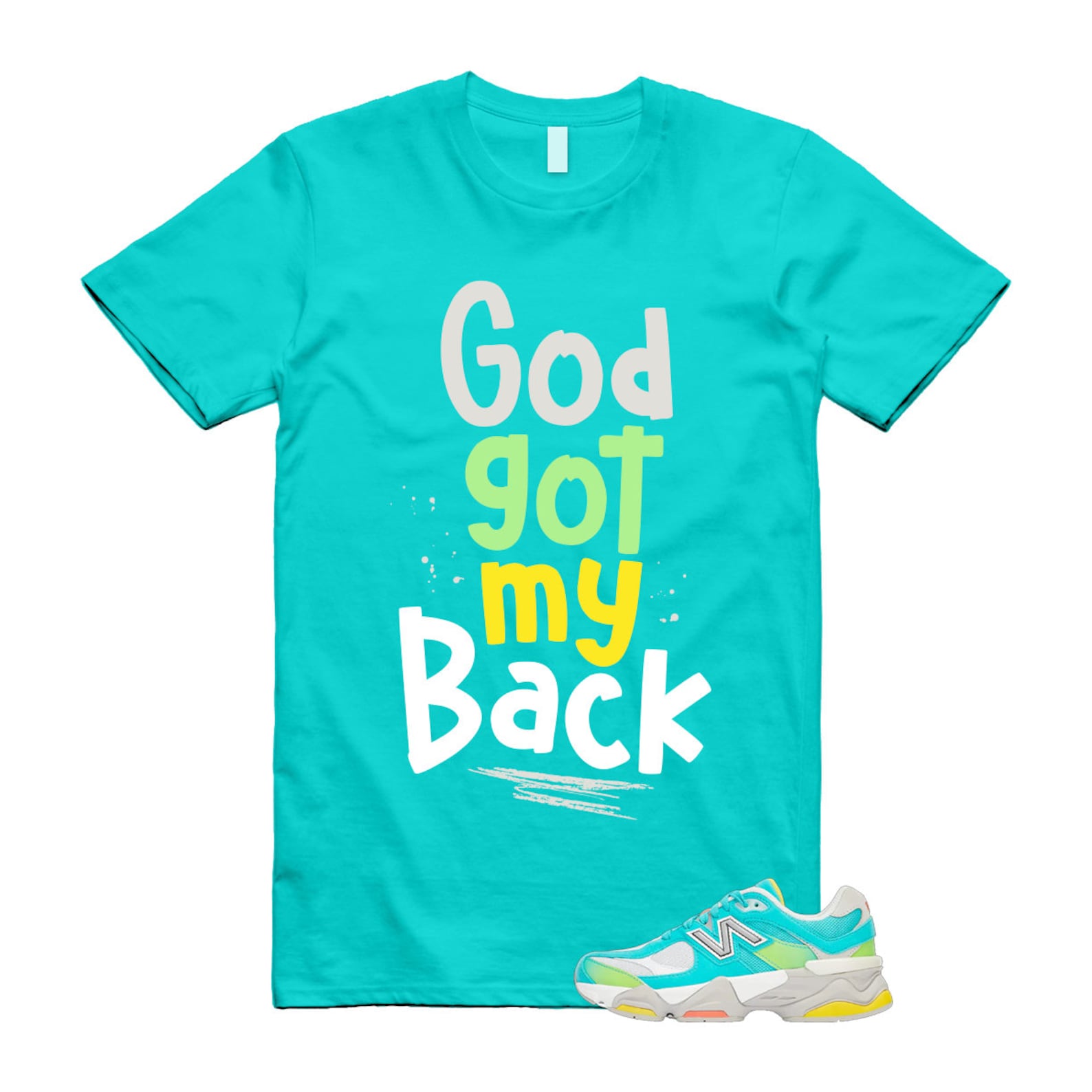 Cyan Burst 9060 Virtual Blue White Reflection Grey Guava Sunflower Yellow GS T Shirt Match GOD ,U9060DBT T-Shirt, Sneaker Match Tee