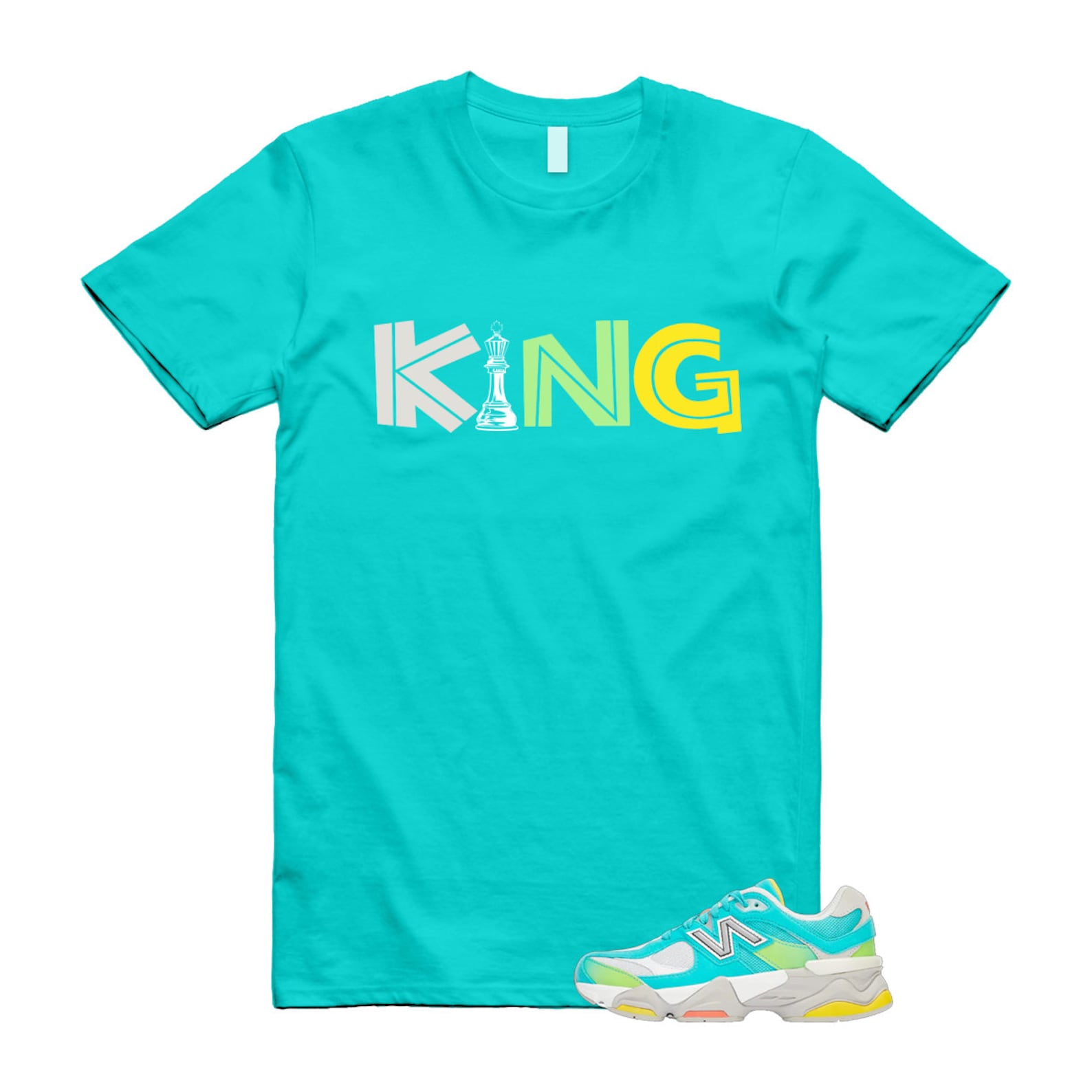 Cyan Burst 9060 Virtual Blue White Reflection Grey Guava Sunflower Yellow GS T Shirt Match KING ,U9060DBT T-Shirt, Sneaker Match Tee