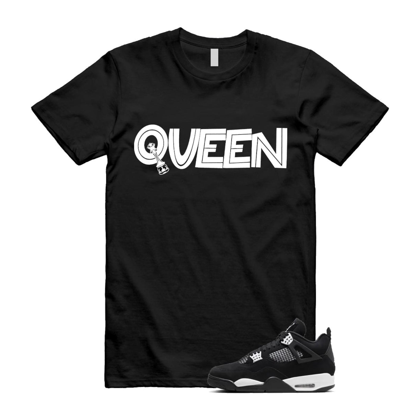 Jordan 4 Retro White Thunder T Shirt Match QUEEN ,FQ8138-001 T-Shirt, Sneaker Match Tee