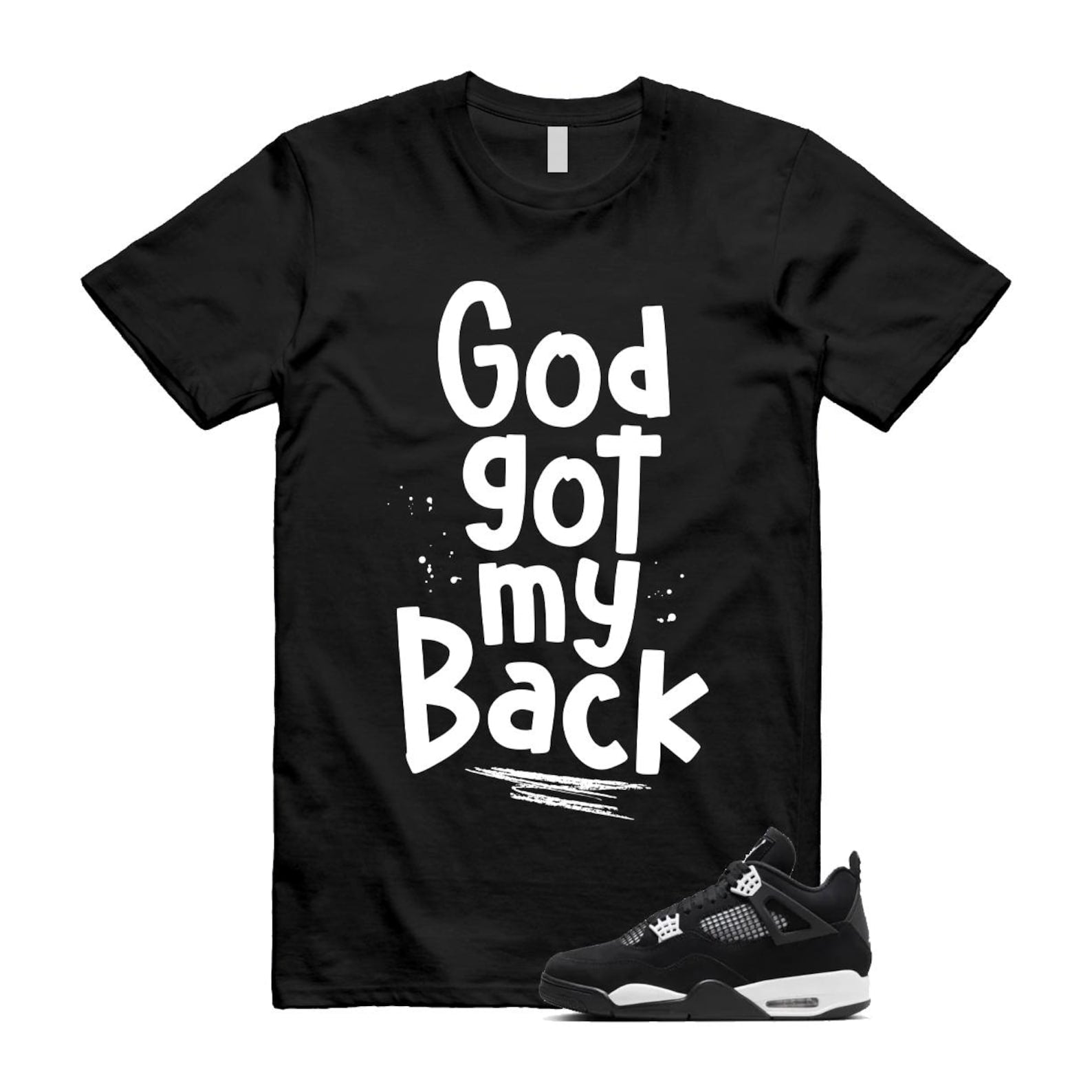 Jordan 4 Retro White Thunder T Shirt Match GOD ,FQ8138-001 T-Shirt, Sneaker Match Tee