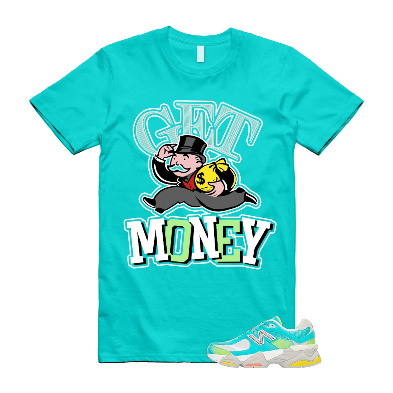 Cyan Burst 9060 Virtual Blue White Reflection Grey Guava Sunflower Yellow GS T Shirt Match GM ,U9060DBT T-Shirt, Sneaker Match Tee