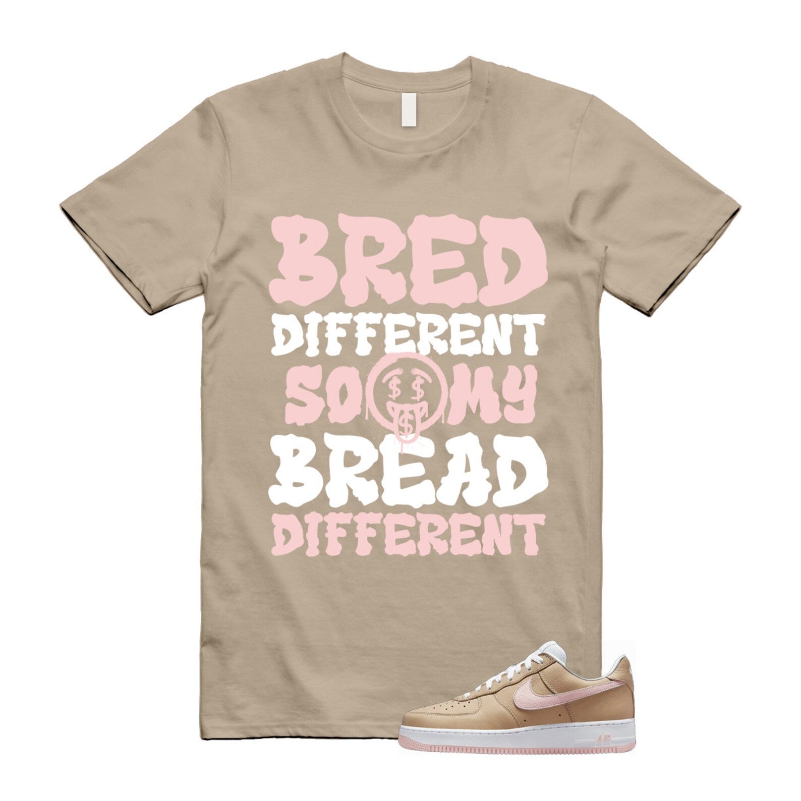 Air Force 1 Linen Atmosphere True White Tan Pink Low T Shirt Match BDBD ,845053-201 T-Shirt, Sneaker Match Tee