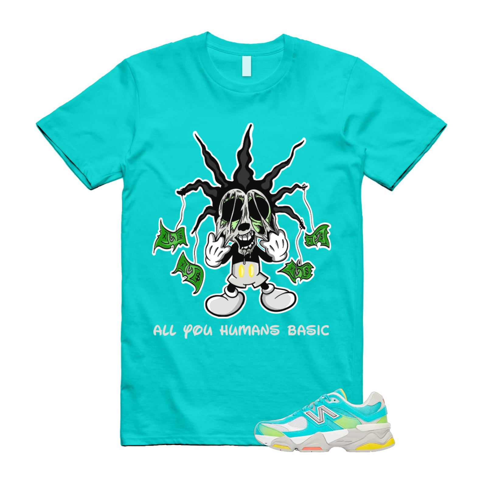 Cyan Burst 9060 Virtual Blue White Reflection Grey Guava Sunflower Yellow GS T Shirt Match HOOK ,U9060DBT T-Shirt, Sneaker Match Tee