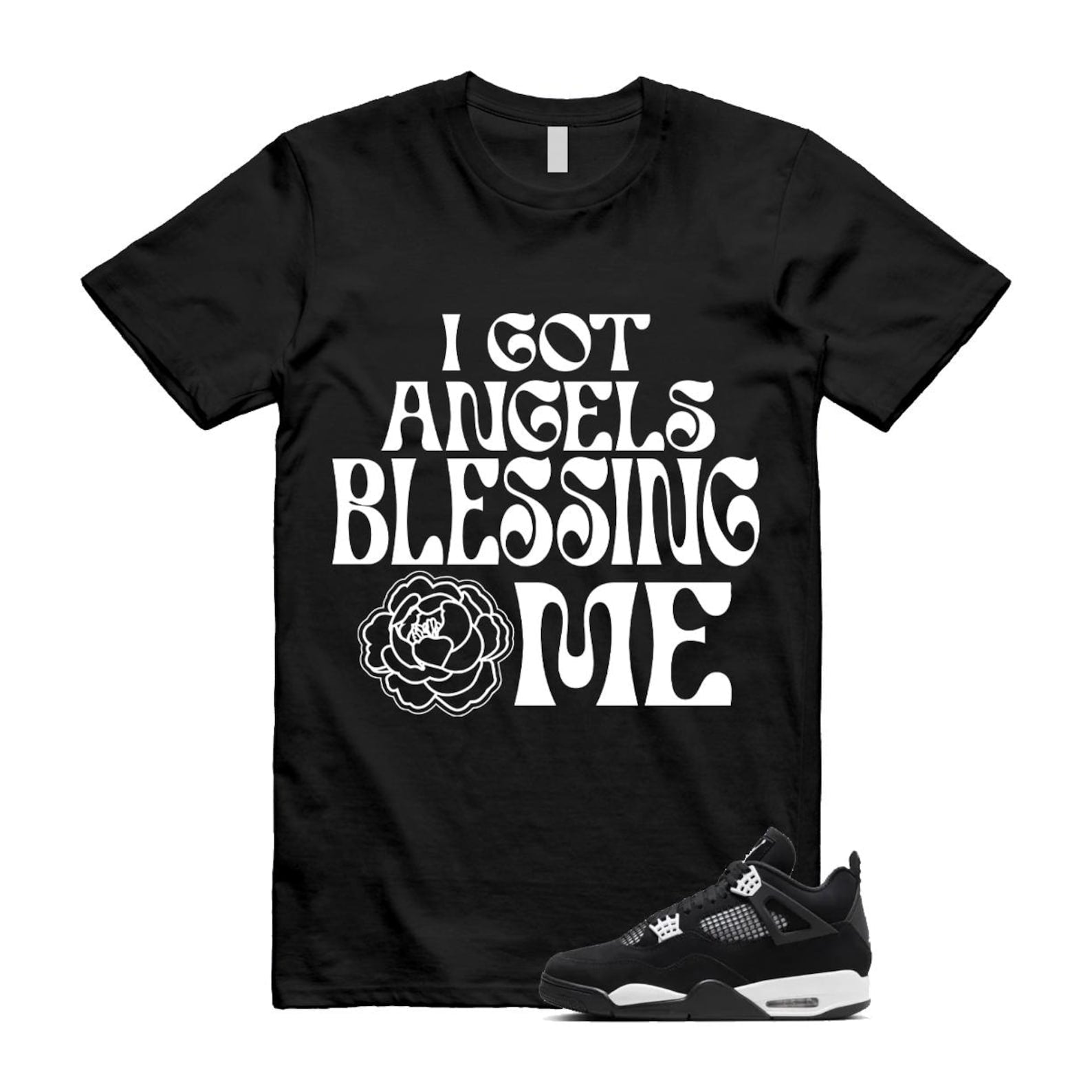 Jordan 4 Retro White Thunder T Shirt Match ANGELS ,FQ8138-001 T-Shirt, Sneaker Match Tee