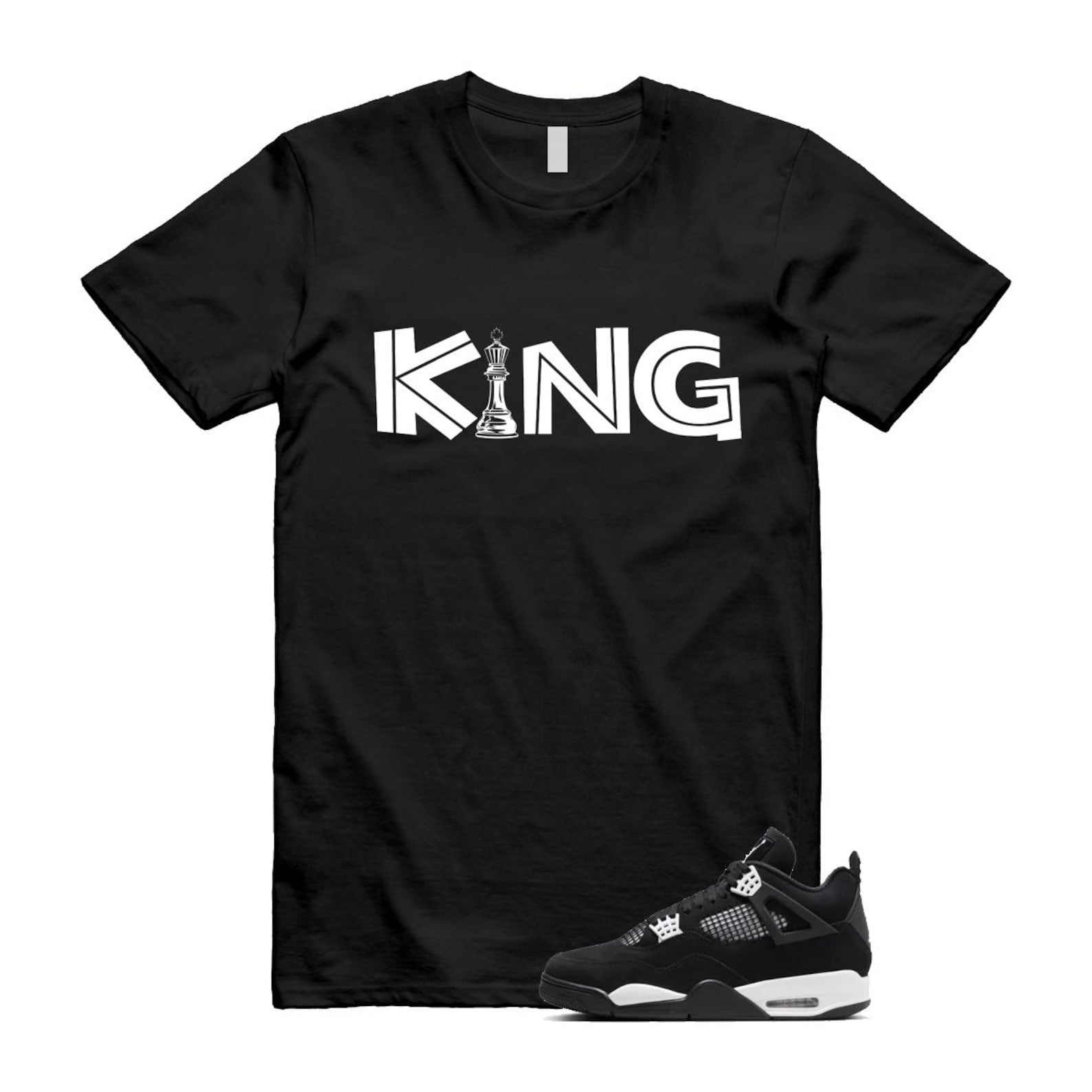 Jordan 4 Retro White Thunder T Shirt Match KING ,FQ8138-001 T-Shirt, Sneaker Match Tee
