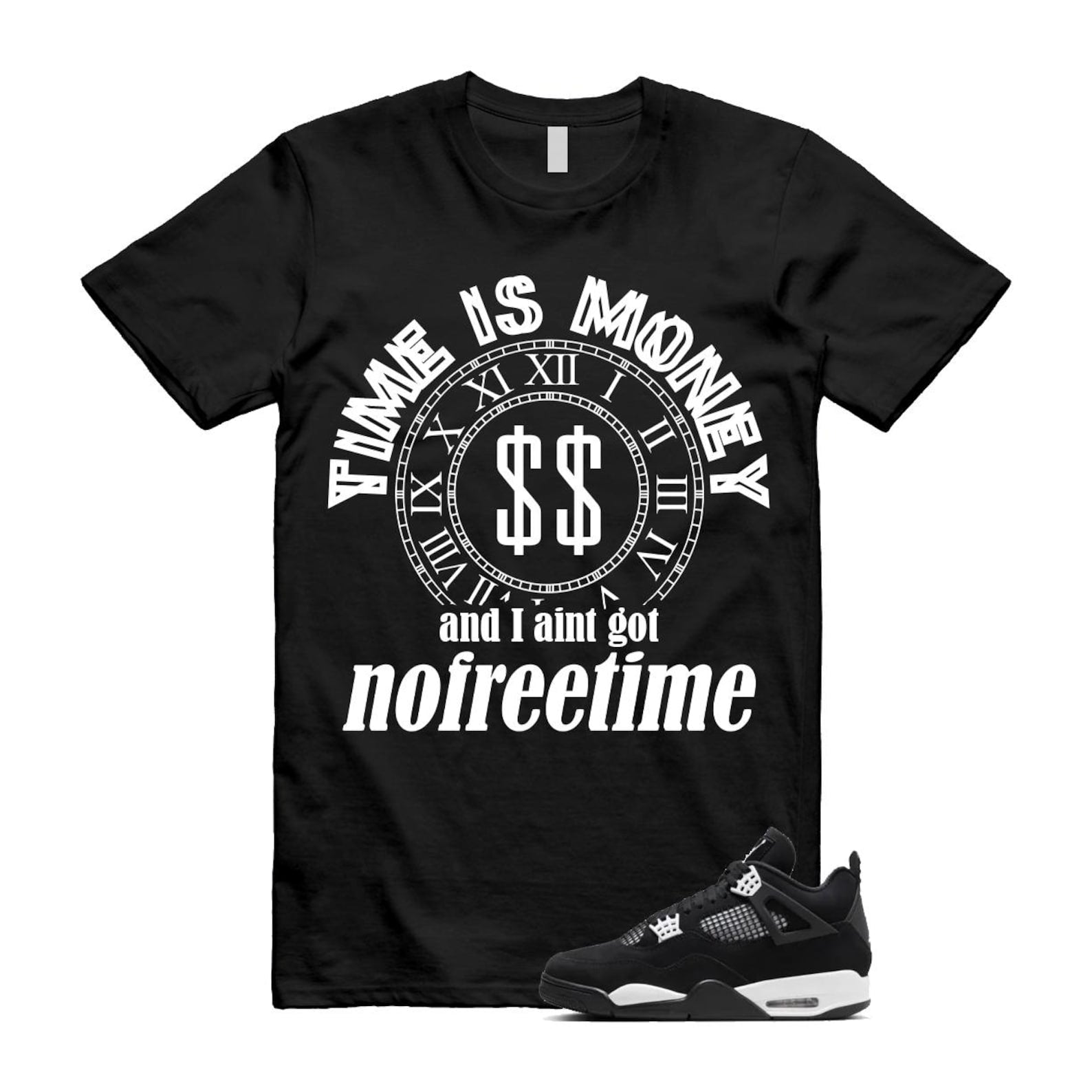 Jordan 4 Retro White Thunder T Shirt Match FREE TIME ,FQ8138-001 T-Shirt, Sneaker Match Tee