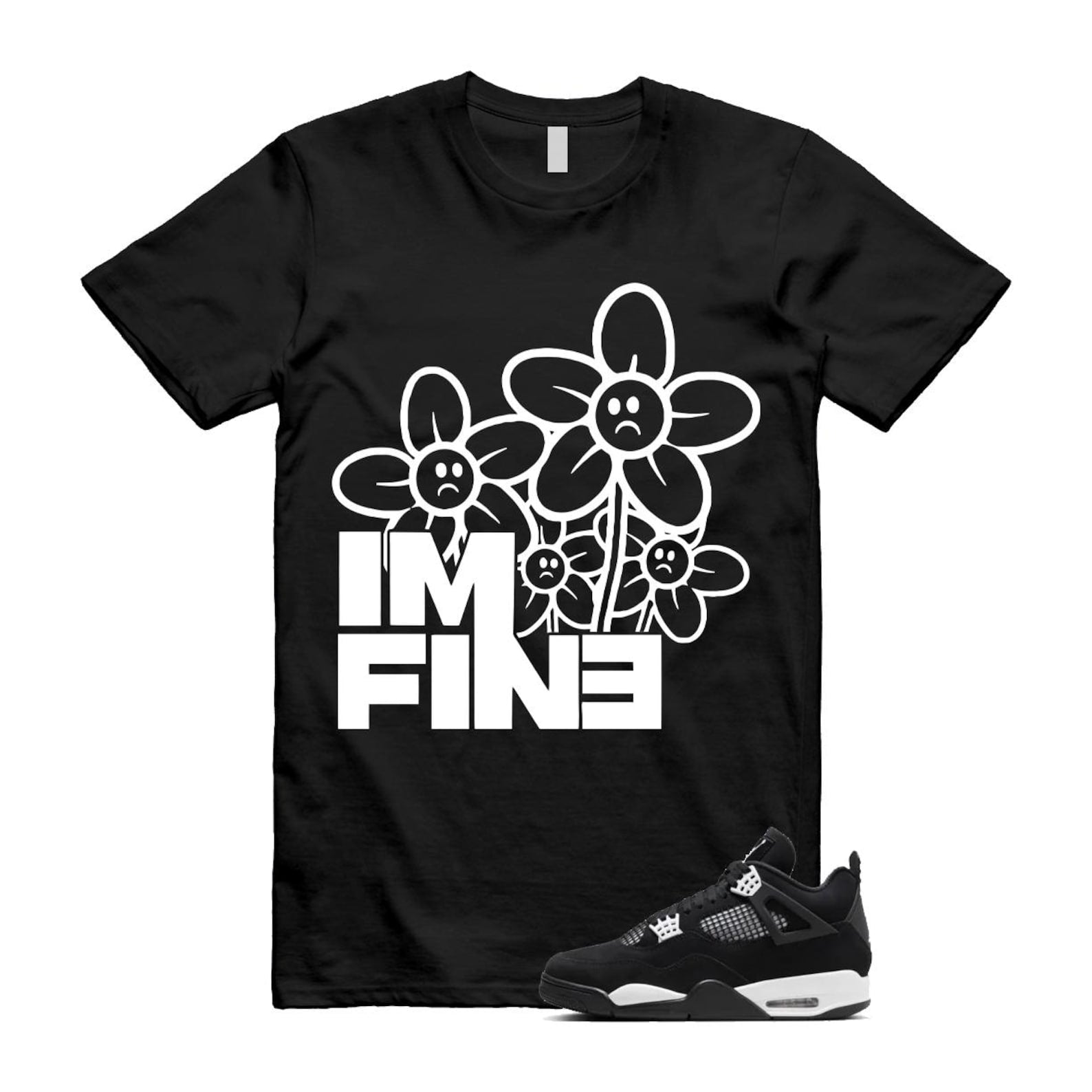 Jordan 4 Retro White Thunder T Shirt Match FINE ,FQ8138-001 T-Shirt, Sneaker Match Tee