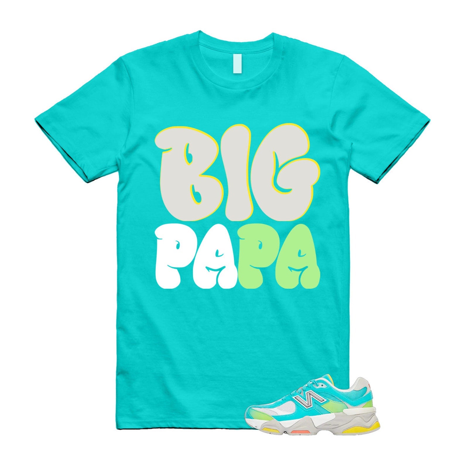 Cyan Burst 9060 Virtual Blue White Reflection Grey Guava Sunflower Yellow GS T Shirt Match PAPA ,U9060DBT T-Shirt, Sneaker Match Tee