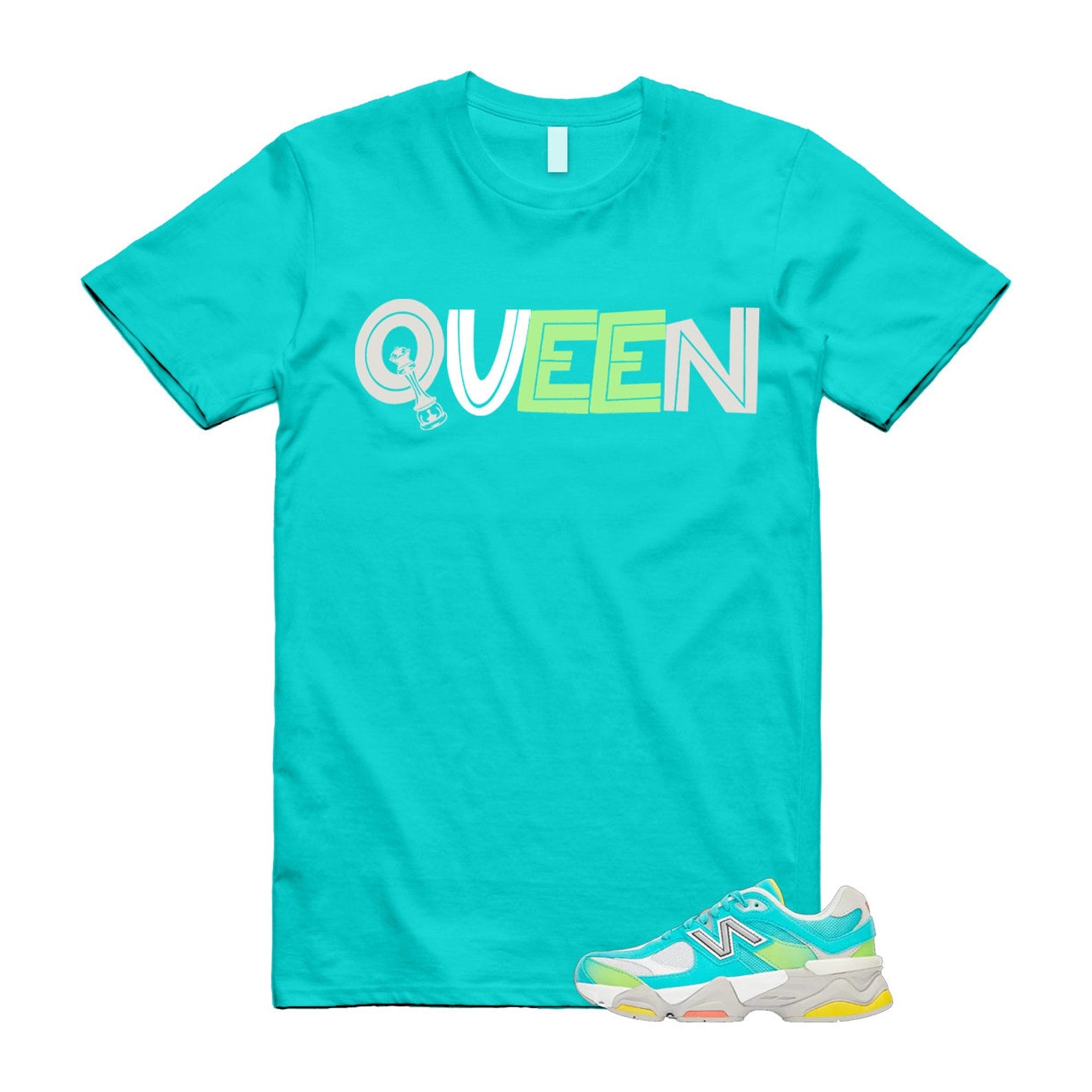 Cyan Burst 9060 Virtual Blue White Reflection Grey Guava Sunflower Yellow GS T Shirt Match QUEEN ,U9060DBT T-Shirt, Sneaker Match Tee