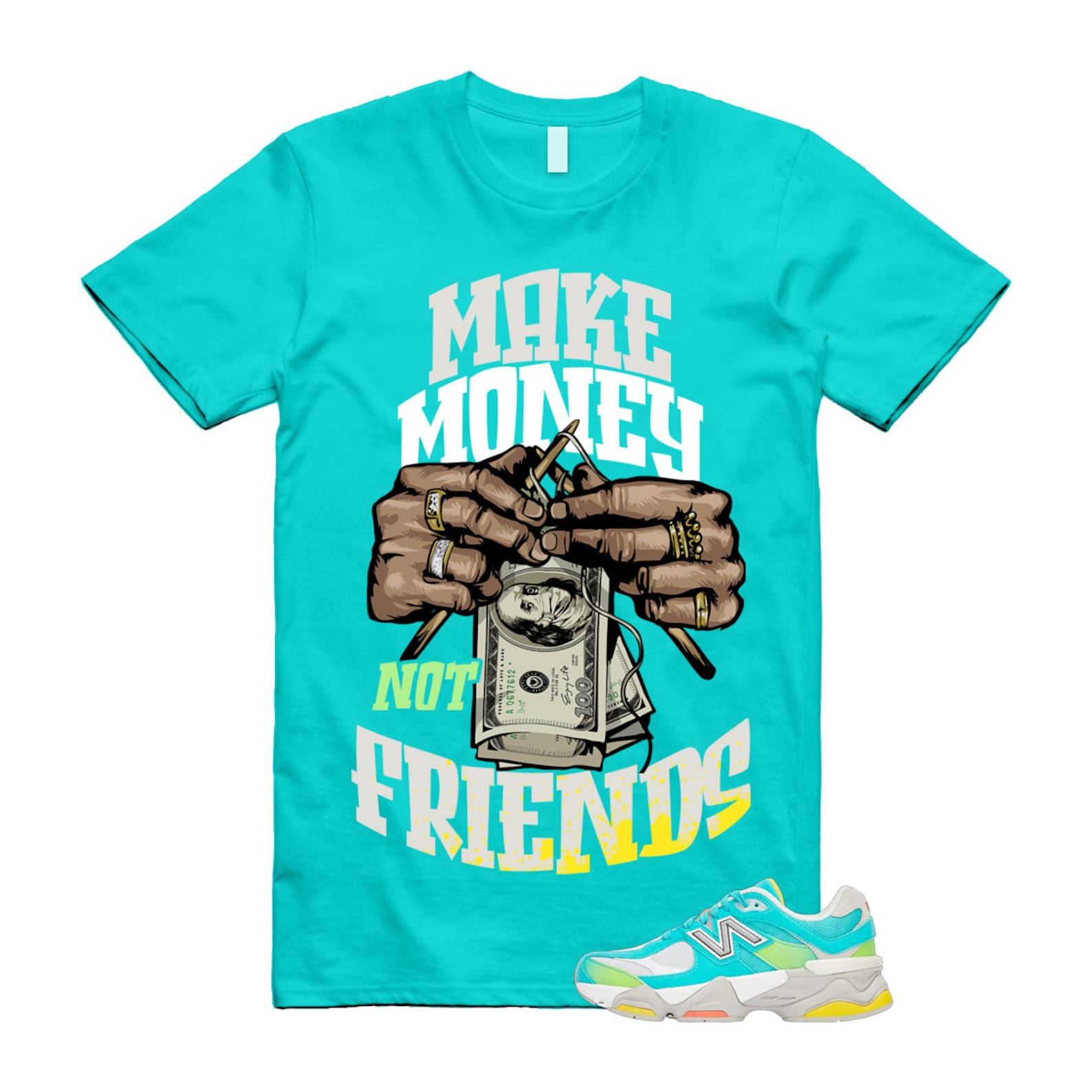 Cyan Burst 9060 Virtual Blue White Reflection Grey Guava Sunflower Yellow GS T Shirt Match MM ,U9060DBT T-Shirt, Sneaker Match Tee