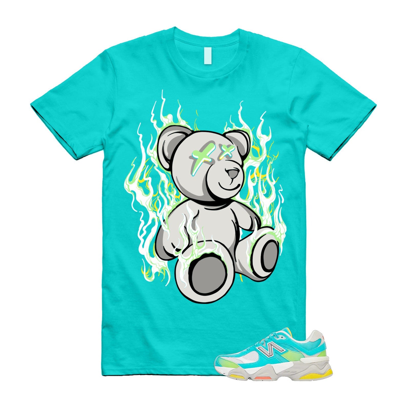 Cyan Burst 9060 Virtual Blue White Reflection Grey Guava Sunflower Yellow GS T Shirt Match LIT ,U9060DBT T-Shirt, Sneaker Match Tee