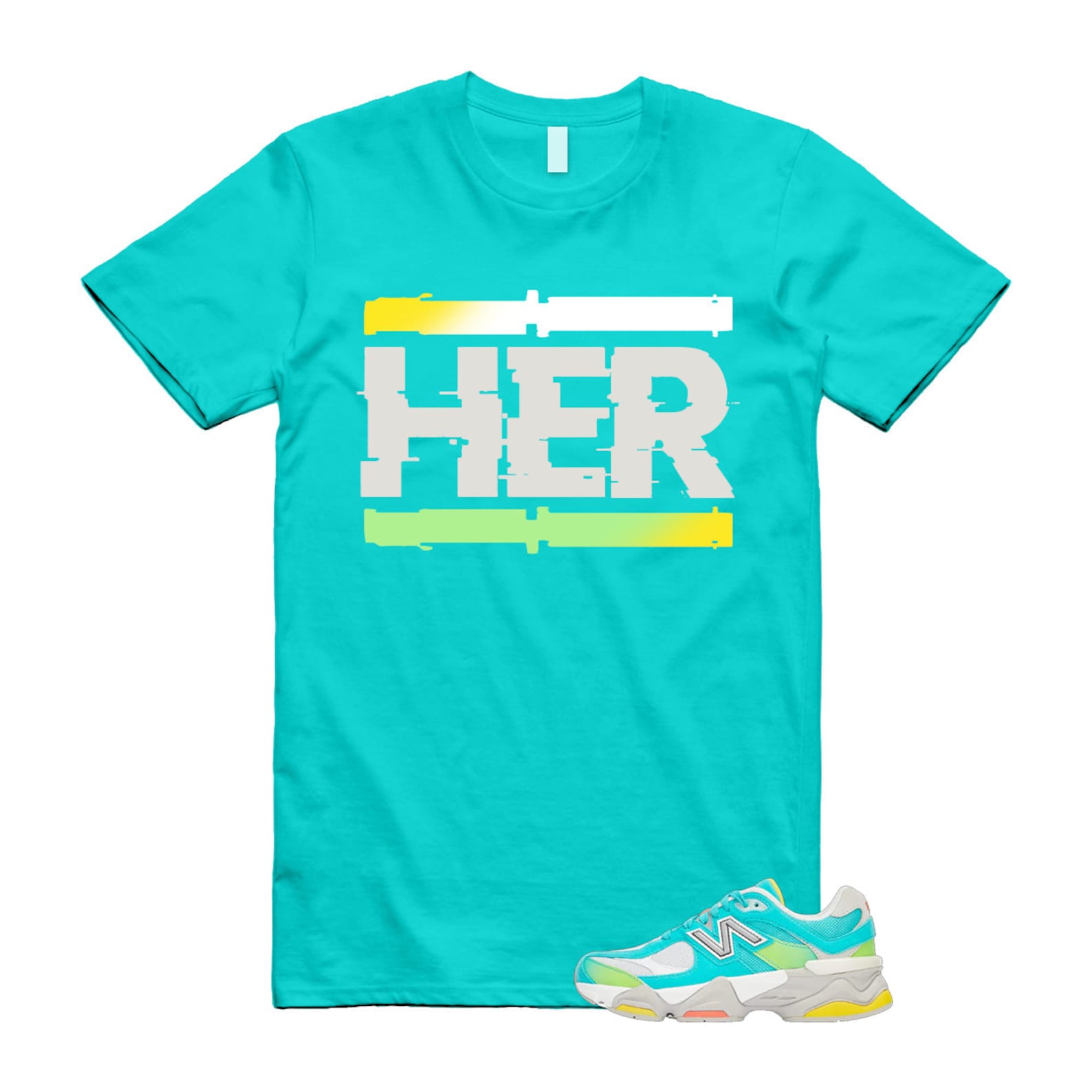 Cyan Burst 9060 Virtual Blue White Reflection Grey Guava Sunflower Yellow GS T Shirt Match HER ,U9060DBT T-Shirt, Sneaker Match Tee