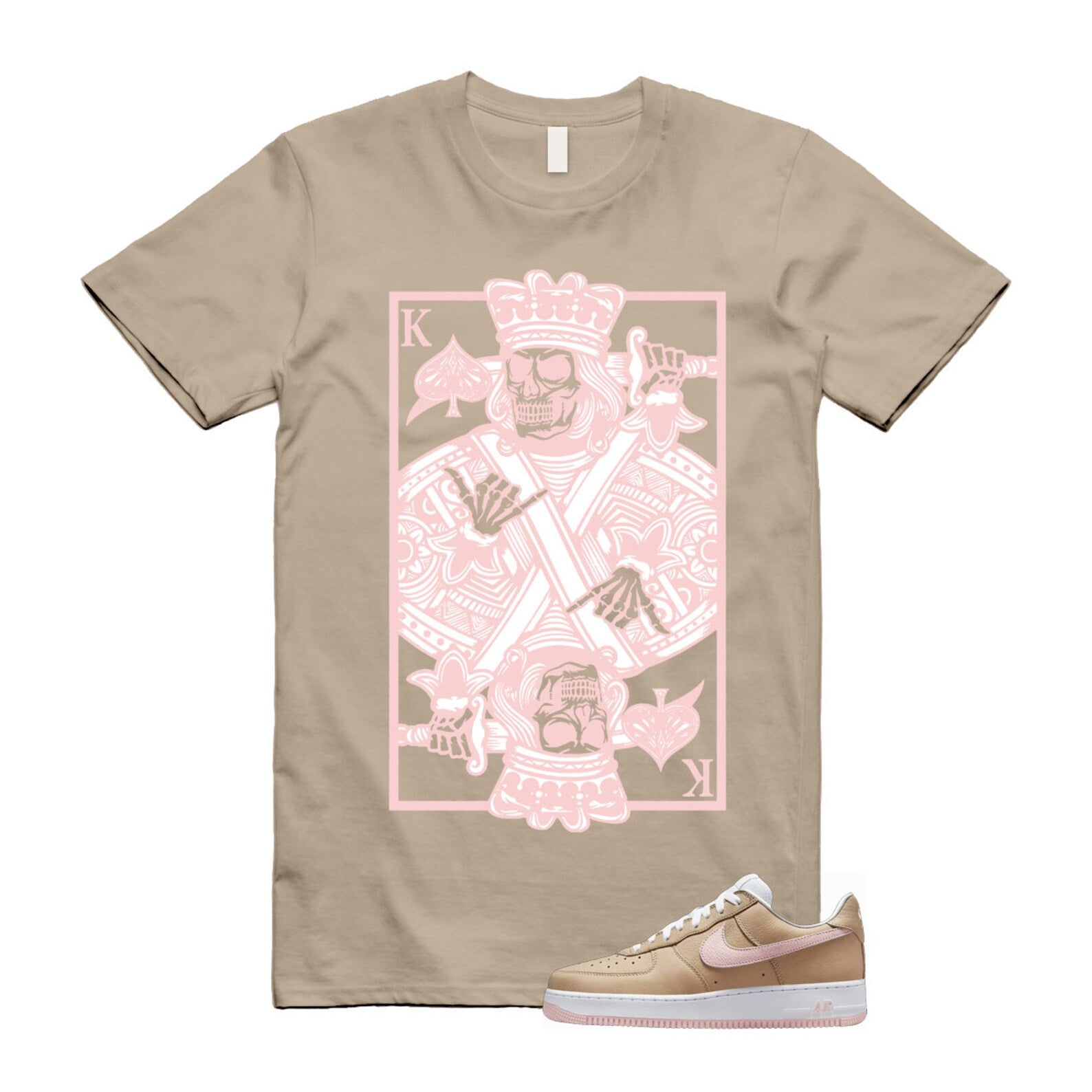 Air Force 1 Linen Atmosphere True White Tan Pink Low T Shirt Match KC ,845053-201 T-Shirt, Sneaker Match Tee