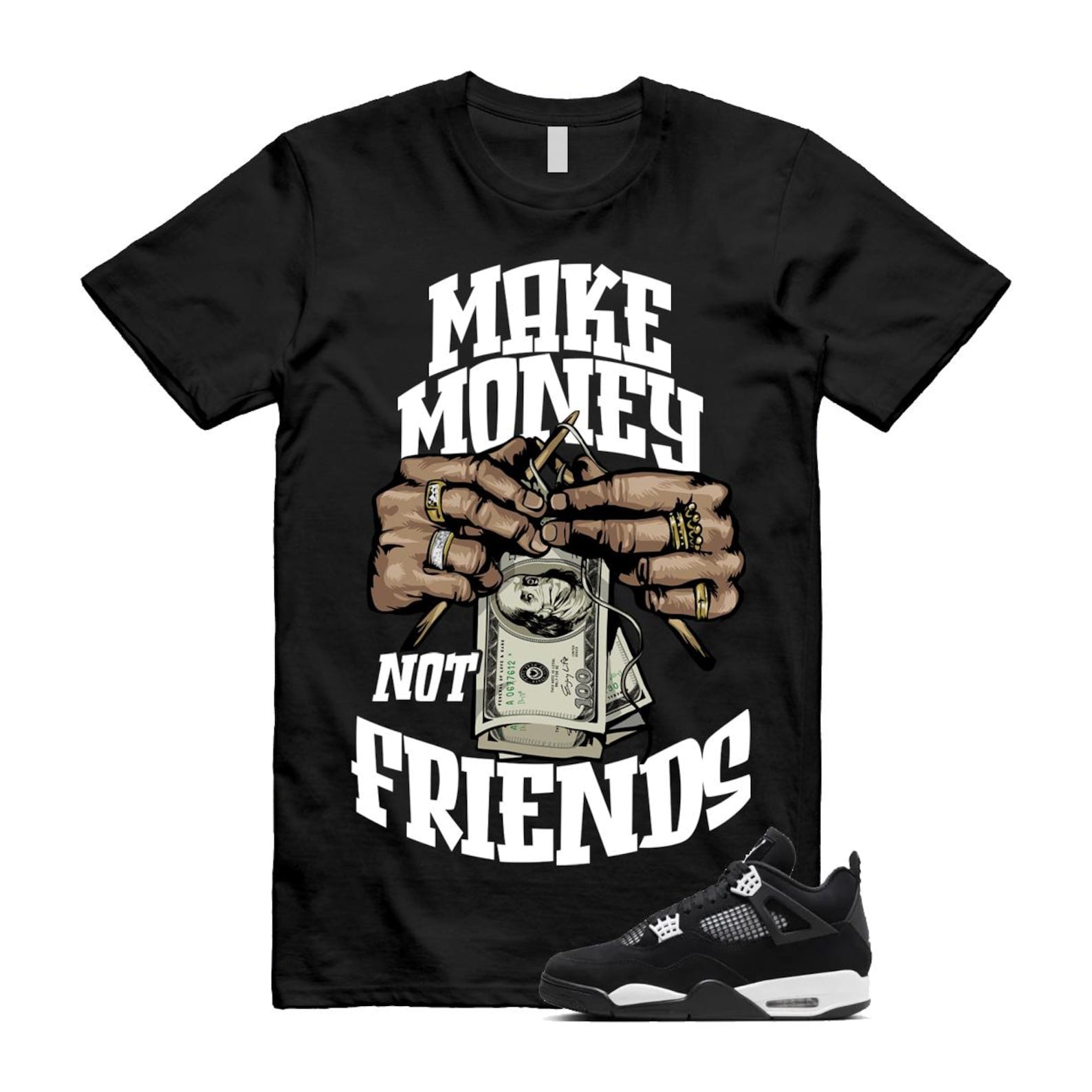 Jordan 4 Retro White Thunder T Shirt Match MM ,FQ8138-001 T-Shirt, Sneaker Match Tee