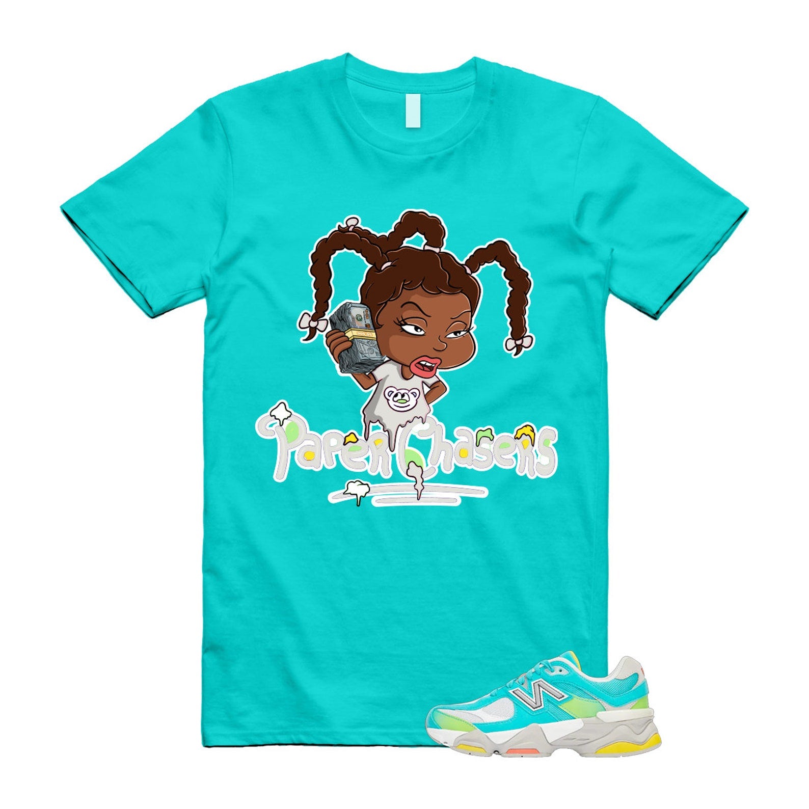 Cyan Burst 9060 Virtual Blue White Reflection Grey Guava Sunflower Yellow GS T Shirt Match PC ,U9060DBT T-Shirt, Sneaker Match Tee