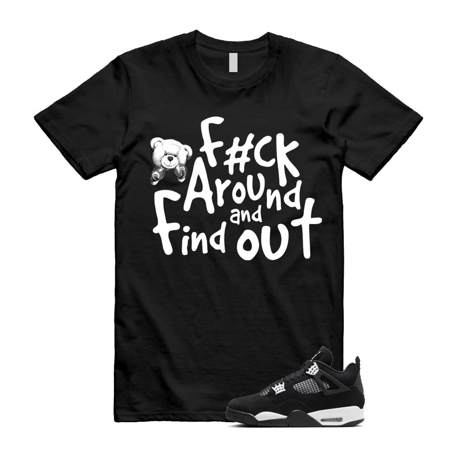 Jordan 4 Retro White Thunder T Shirt Match FCK ,FQ8138-001 T-Shirt, Sneaker Match Tee