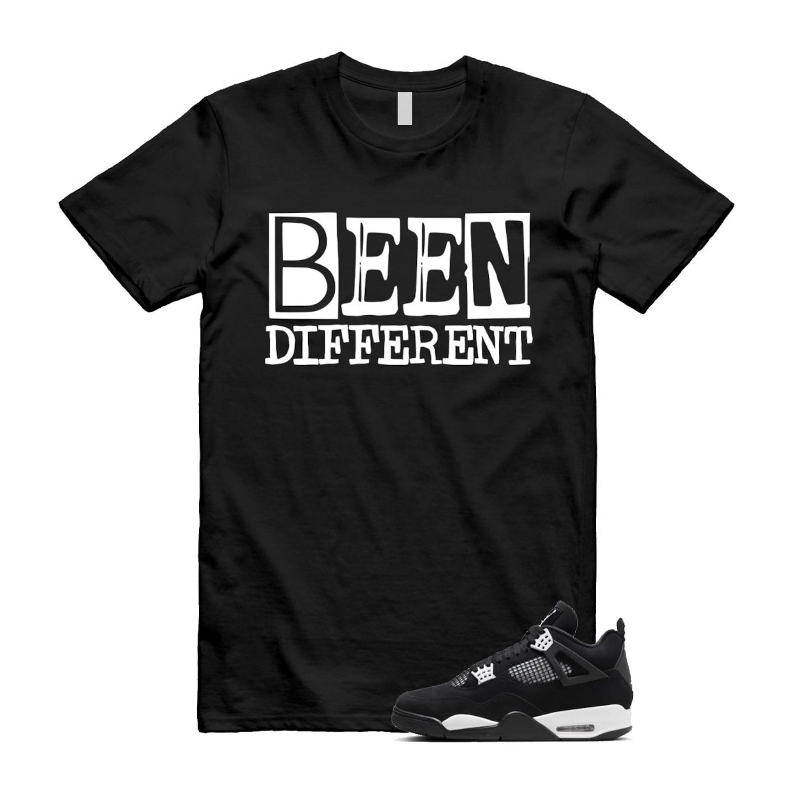 Jordan 4 Retro White Thunder T Shirt Match BEEN ,FQ8138-001 T-Shirt, Sneaker Match Tee