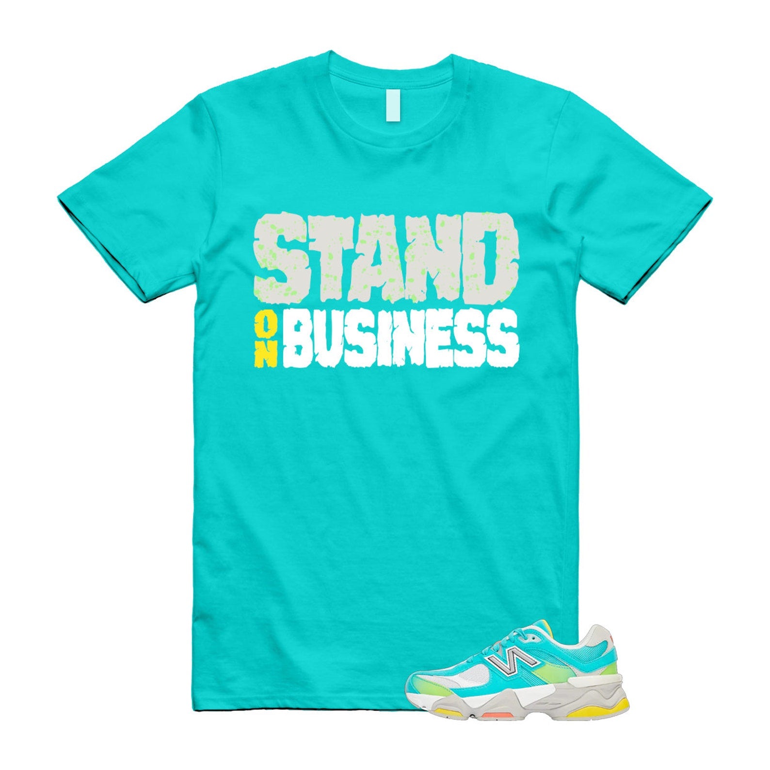 Cyan Burst 9060 Virtual Blue White Reflection Grey Guava Sunflower Yellow GS T Shirt Match Stand On Business ,U9060DBT T-Shirt, Sneaker Match Tee
