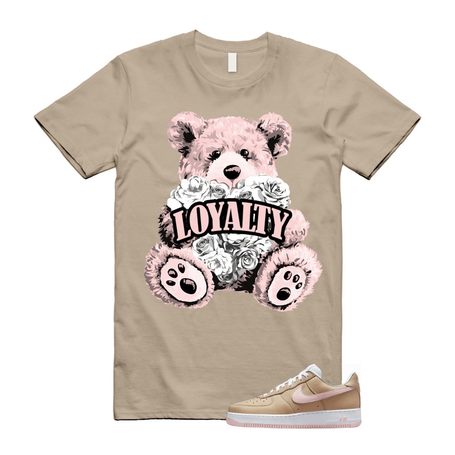 Air Force 1 Linen Atmosphere True White Tan Pink Low T Shirt Match LYLTY ,845053-201 T-Shirt, Sneaker Match Tee