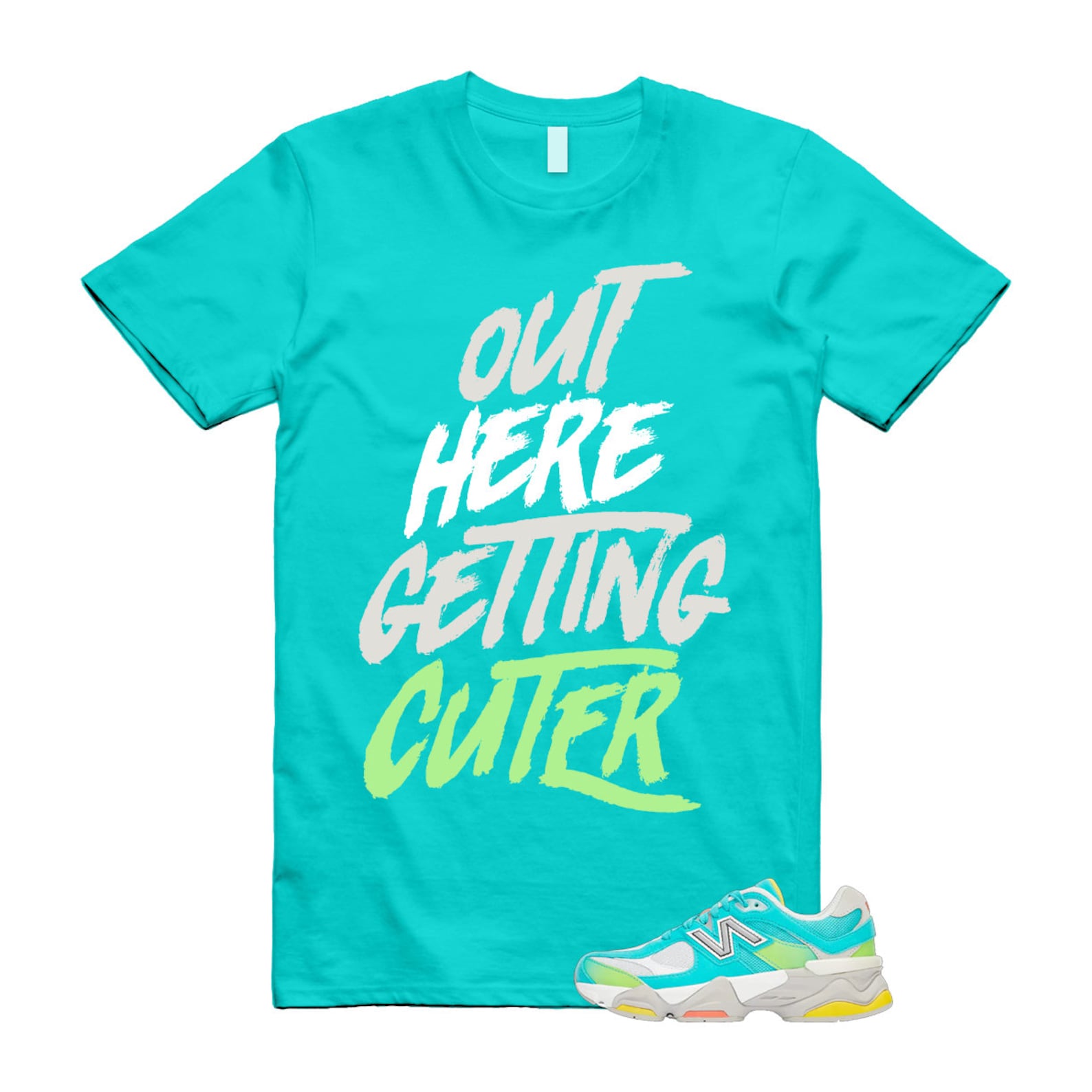 Cyan Burst 9060 Virtual Blue White Reflection Grey Guava Sunflower Yellow GS T Shirt Match CUTER ,U9060DBT T-Shirt, Sneaker Match Tee