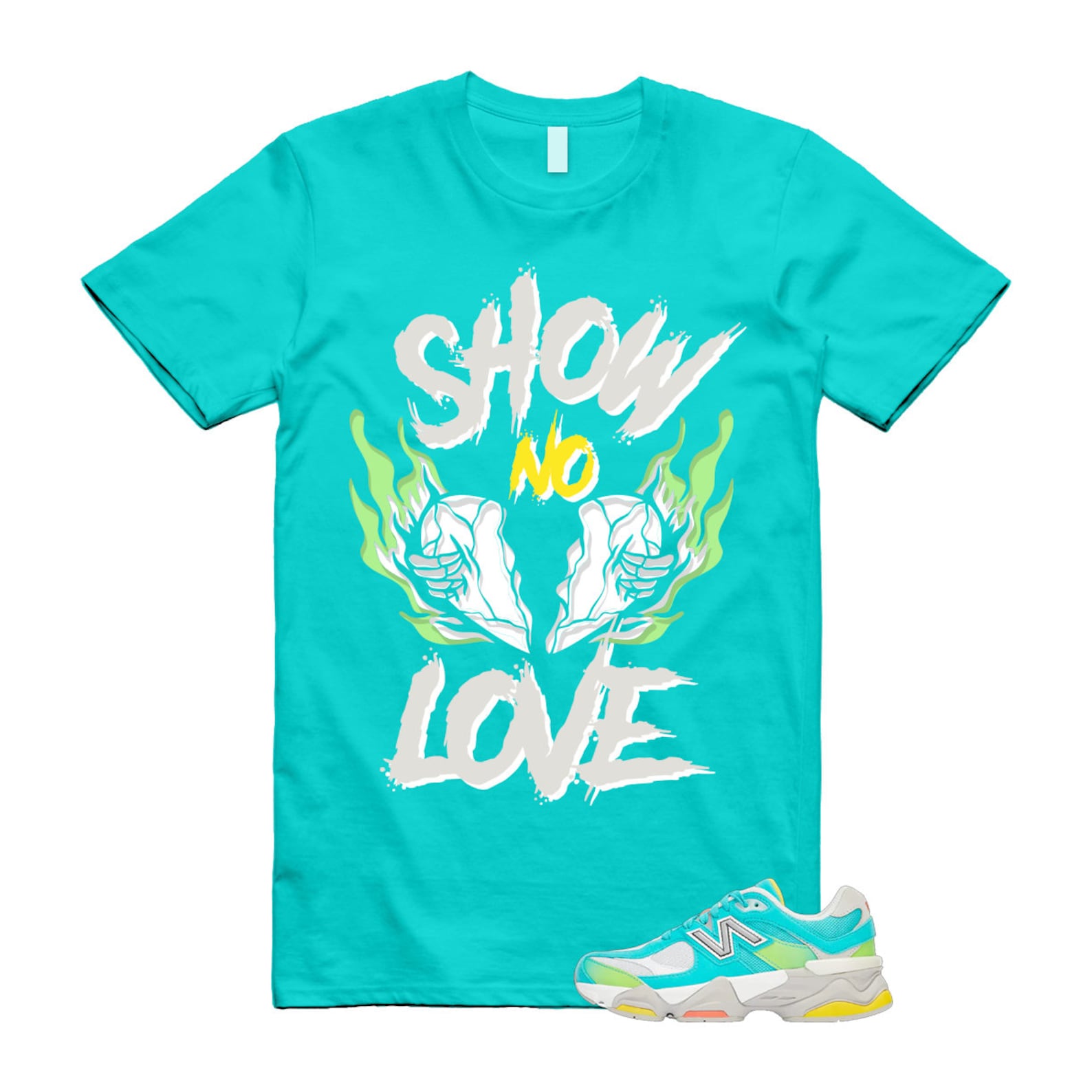 Cyan Burst 9060 Virtual Blue White Reflection Grey Guava Sunflower Yellow GS T Shirt Match NO LOVE ,U9060DBT T-Shirt, Sneaker Match Tee