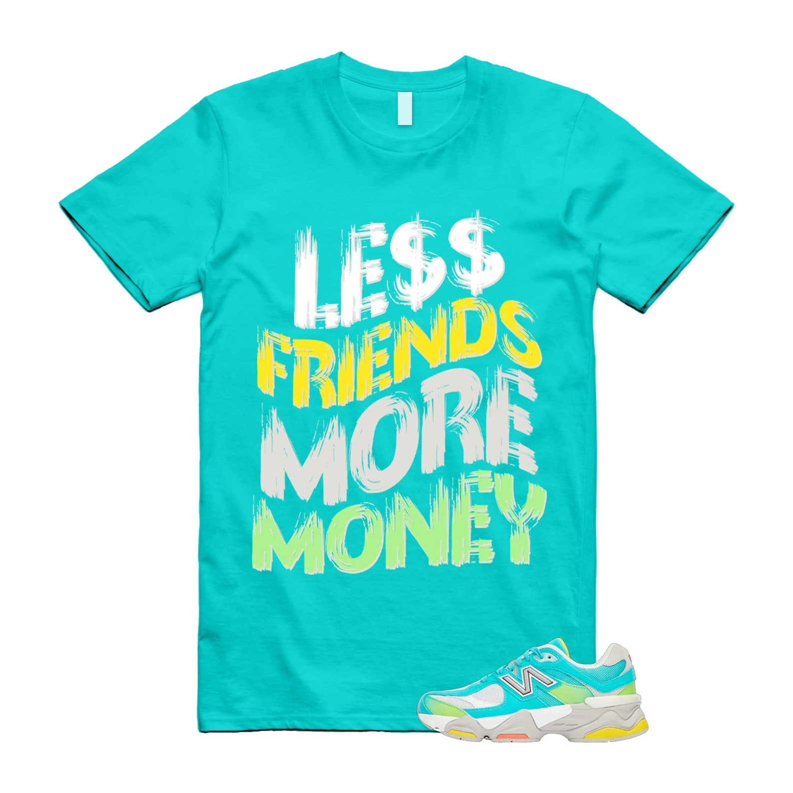 Cyan Burst 9060 Virtual Blue White Reflection Grey Guava Sunflower Yellow GS T Shirt Match LF ,U9060DBT T-Shirt, Sneaker Match Tee