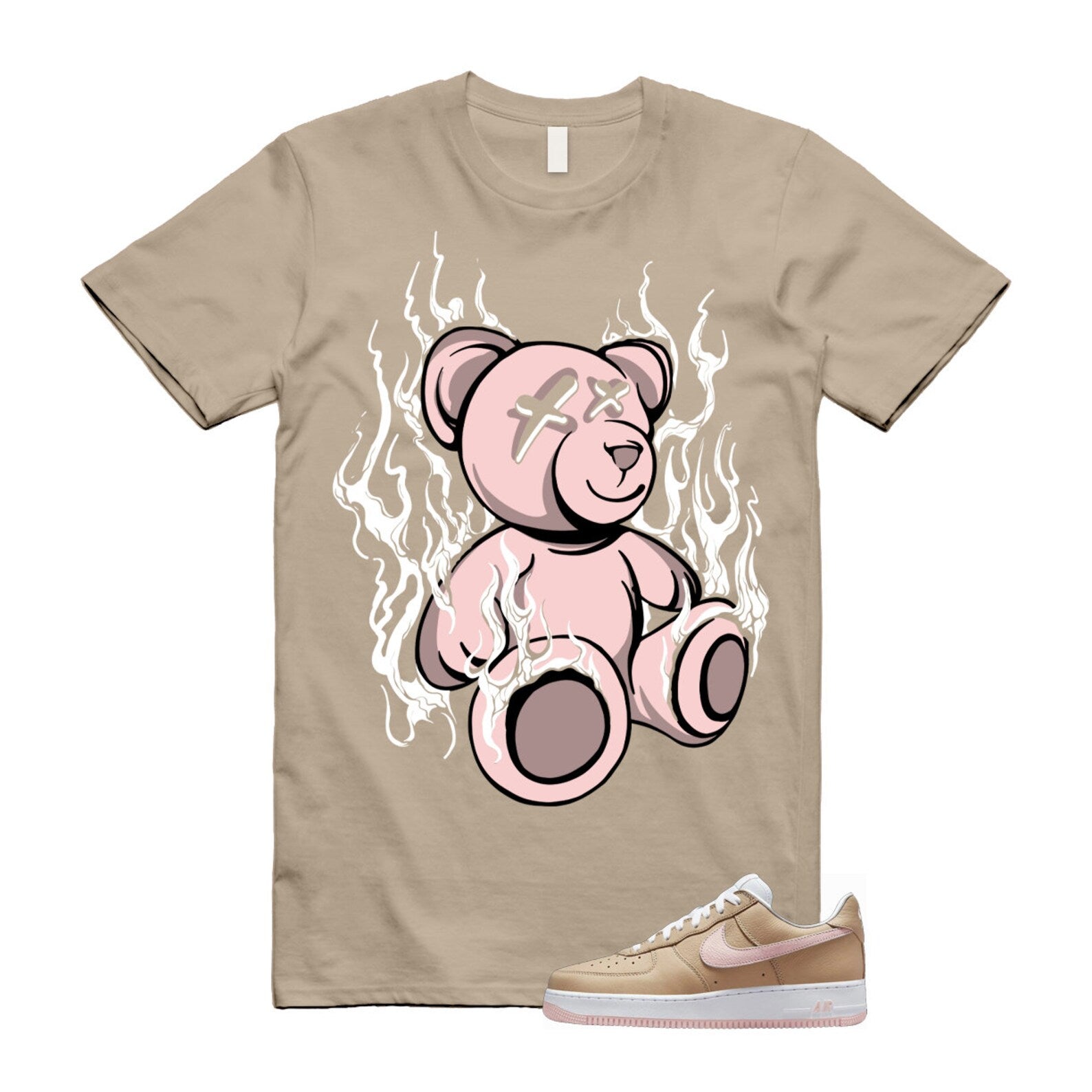 Air Force 1 Linen Atmosphere True White Tan Pink Low T Shirt Match LIT ,845053-201 T-Shirt, Sneaker Match Tee