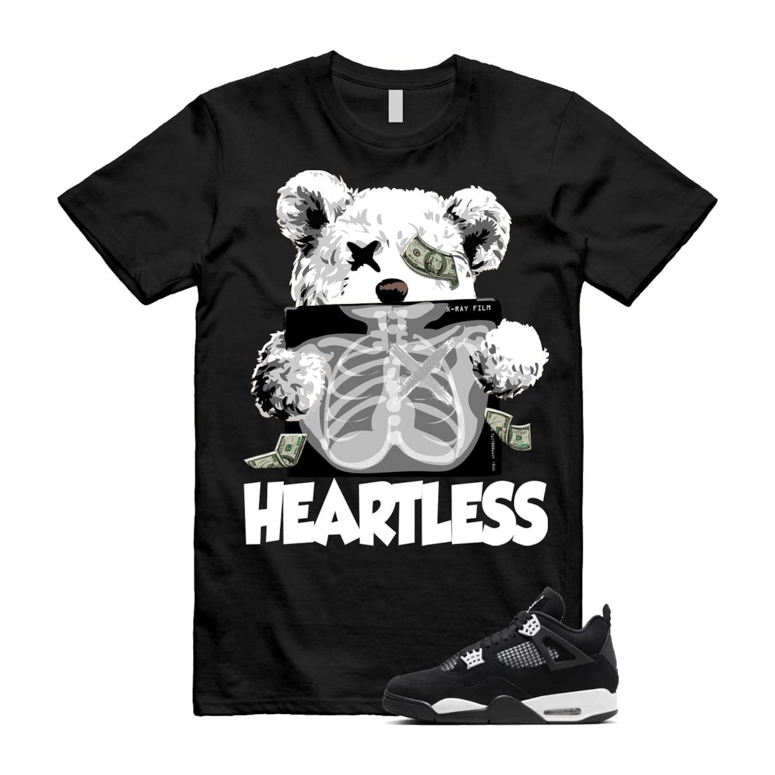 Jordan 4 Retro White Thunder T Shirt Match HEART ,FQ8138-001 T-Shirt, Sneaker Match Tee