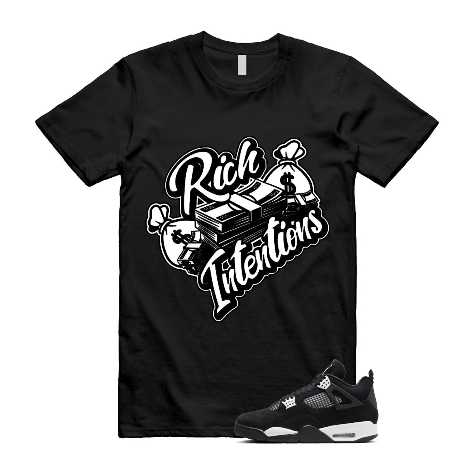 Jordan 4 Retro White Thunder T Shirt Match RICH ,FQ8138-001 T-Shirt, Sneaker Match Tee