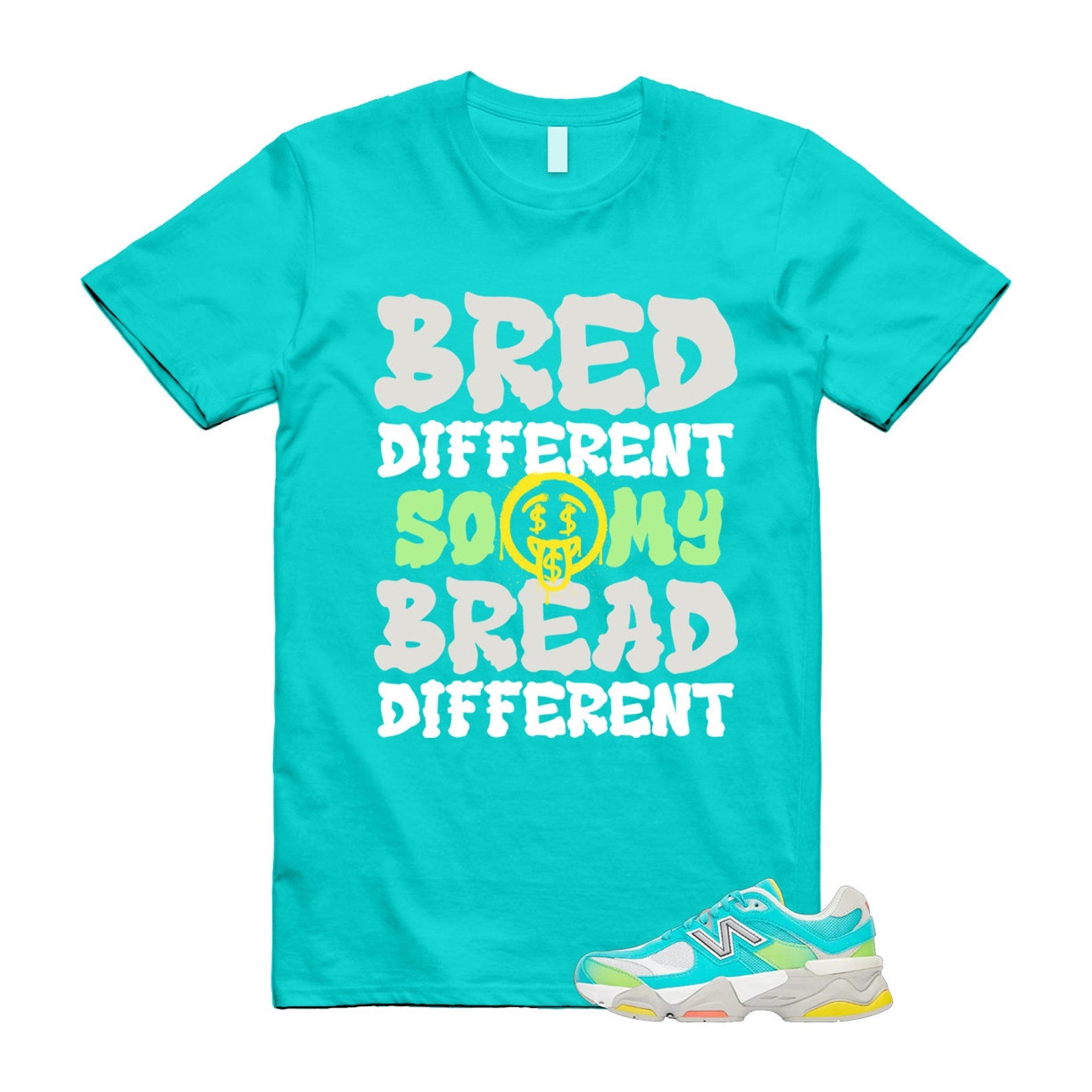 Cyan Burst 9060 Virtual Blue White Reflection Grey Guava Sunflower Yellow GS T Shirt Match BDBD ,U9060DBT T-Shirt, Sneaker Match Tee