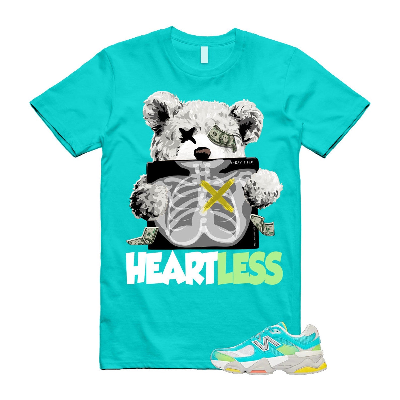 Cyan Burst 9060 Virtual Blue White Reflection Grey Guava Sunflower Yellow GS T Shirt Match HEART ,U9060DBT T-Shirt, Sneaker Match Tee