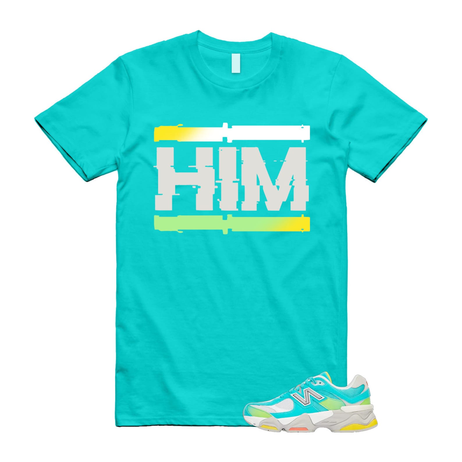 Cyan Burst 9060 Virtual Blue White Reflection Grey Guava Sunflower Yellow GS T Shirt Match HIM ,U9060DBT T-Shirt, Sneaker Match Tee