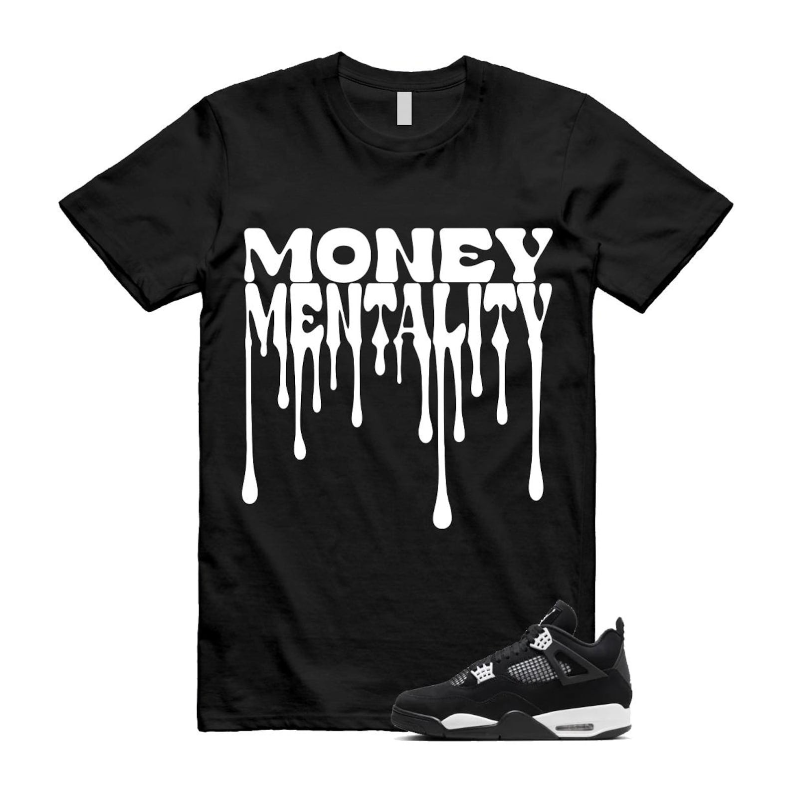 Jordan 4 Retro White Thunder T Shirt Match MENTALITY ,FQ8138-001 T-Shirt, Sneaker Match Tee