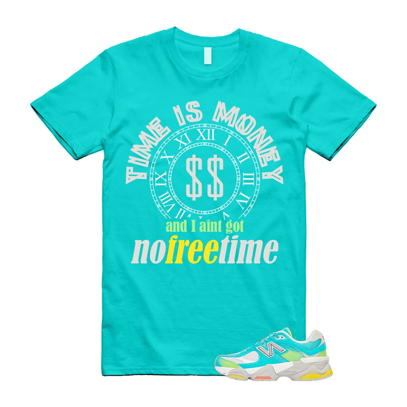 Cyan Burst 9060 Virtual Blue White Reflection Grey Guava Sunflower Yellow GS T Shirt Match FREE TIME ,U9060DBT T-Shirt, Sneaker Match Tee