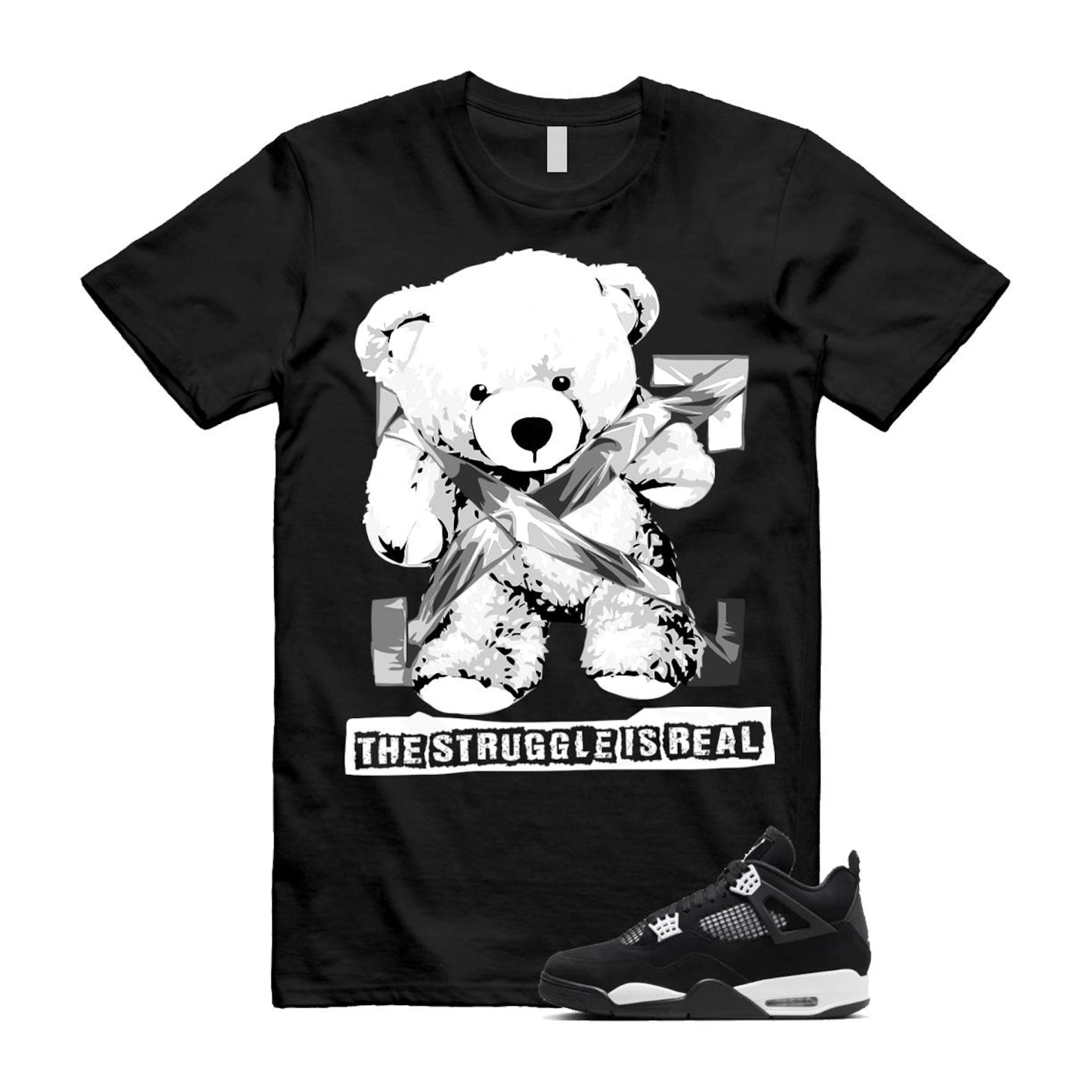 Jordan 4 Retro White Thunder T Shirt Match STRUG ,FQ8138-001 T-Shirt, Sneaker Match Tee