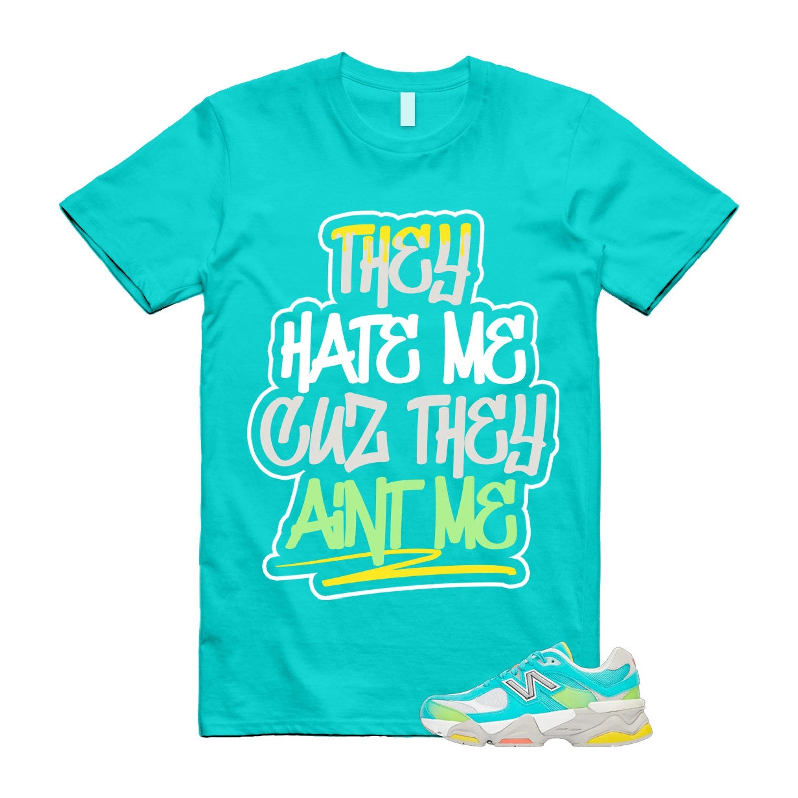 Cyan Burst 9060 Virtual Blue White Reflection Grey Guava Sunflower Yellow GS T Shirt Match AINT ME ,U9060DBT T-Shirt, Sneaker Match Tee