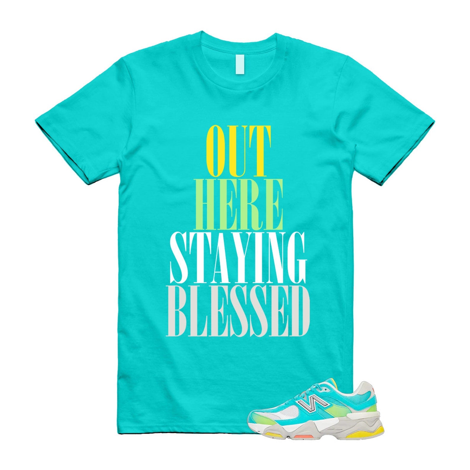 Cyan Burst 9060 Virtual Blue White Reflection Grey Guava Sunflower Yellow GS T Shirt Match STAYBLS ,U9060DBT T-Shirt, Sneaker Match Tee